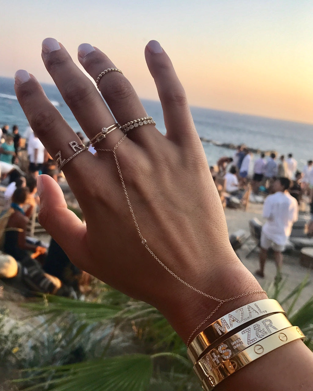 14k Gold Single Bezel Diamond Hand Chain Zoe Lev Jewelry