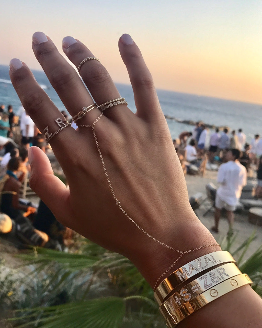 Diamond ID Cuff Bracelet Personalized Zoe Lev Jewelry