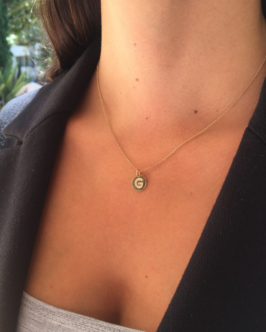 Diamond Initial Small Disc Pendant Personalized Zoe Lev Jewelry