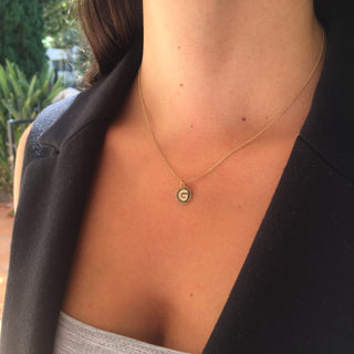 Diamond Initial Small Disc Pendant