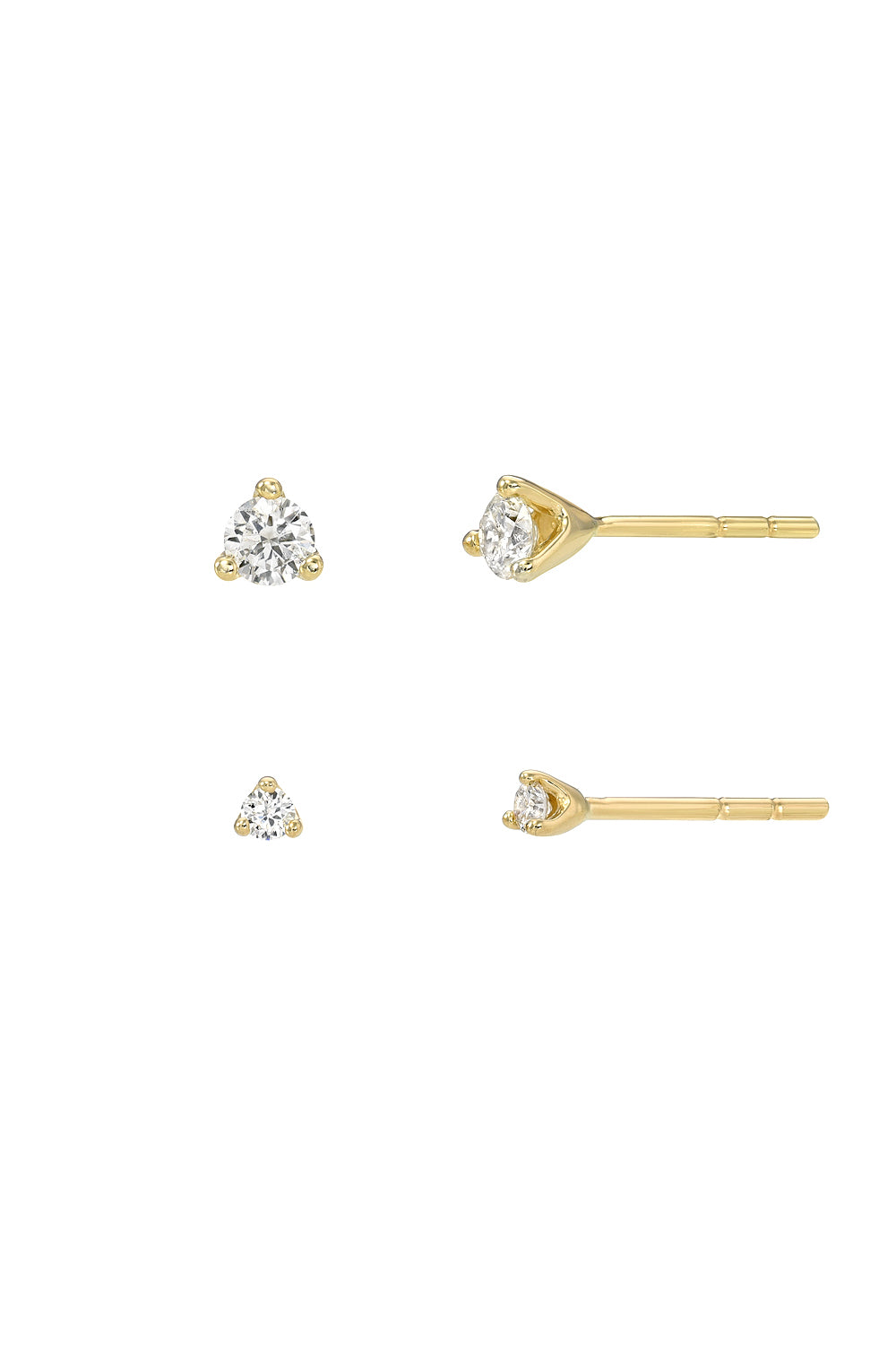 Mini 3 Prong Diamond Stud Earrings
