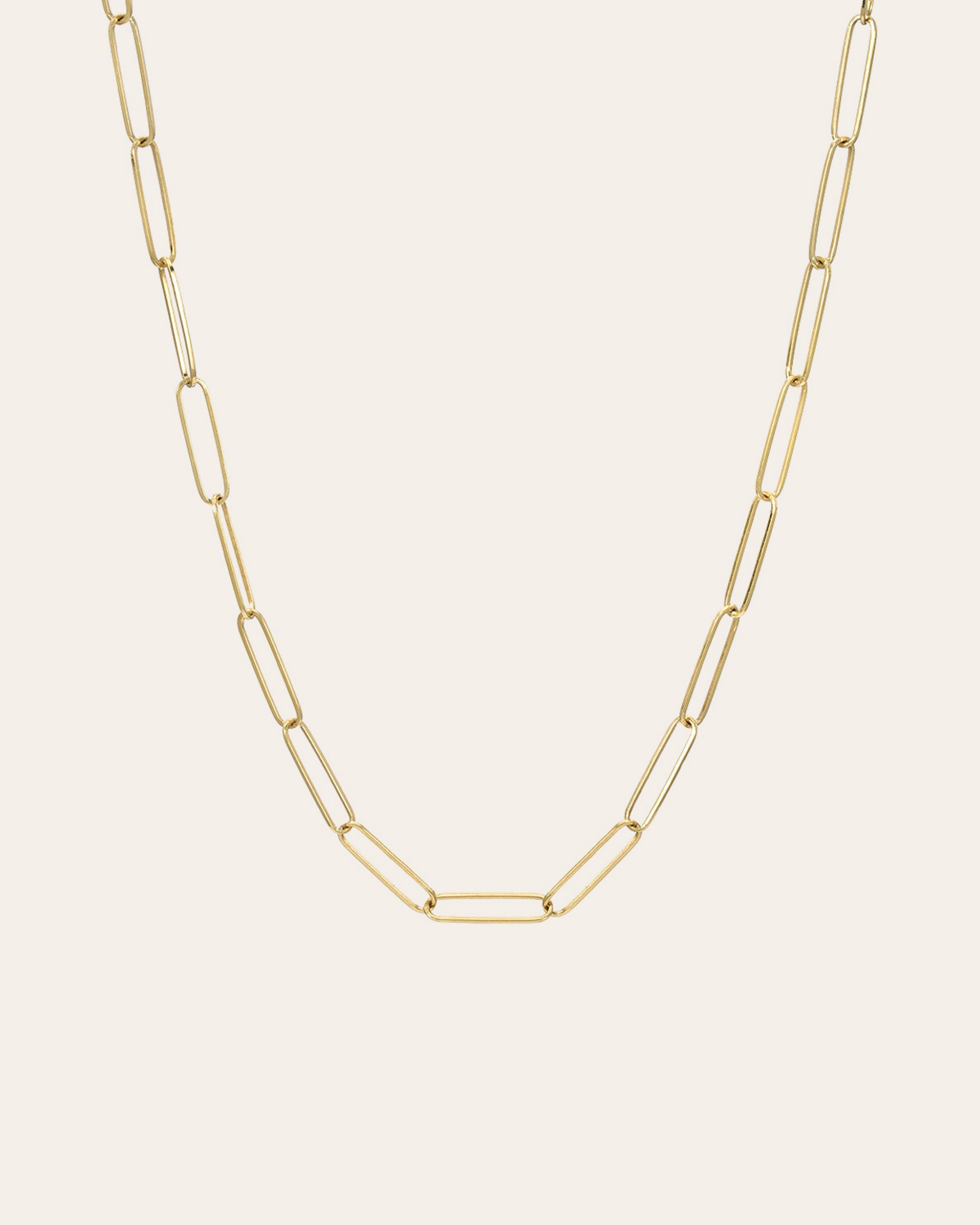 14k Gold Paper Clip Chain Necklace Chains Zoe Lev Jewelry