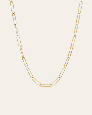 14k Gold Paper Clip Chain Necklace