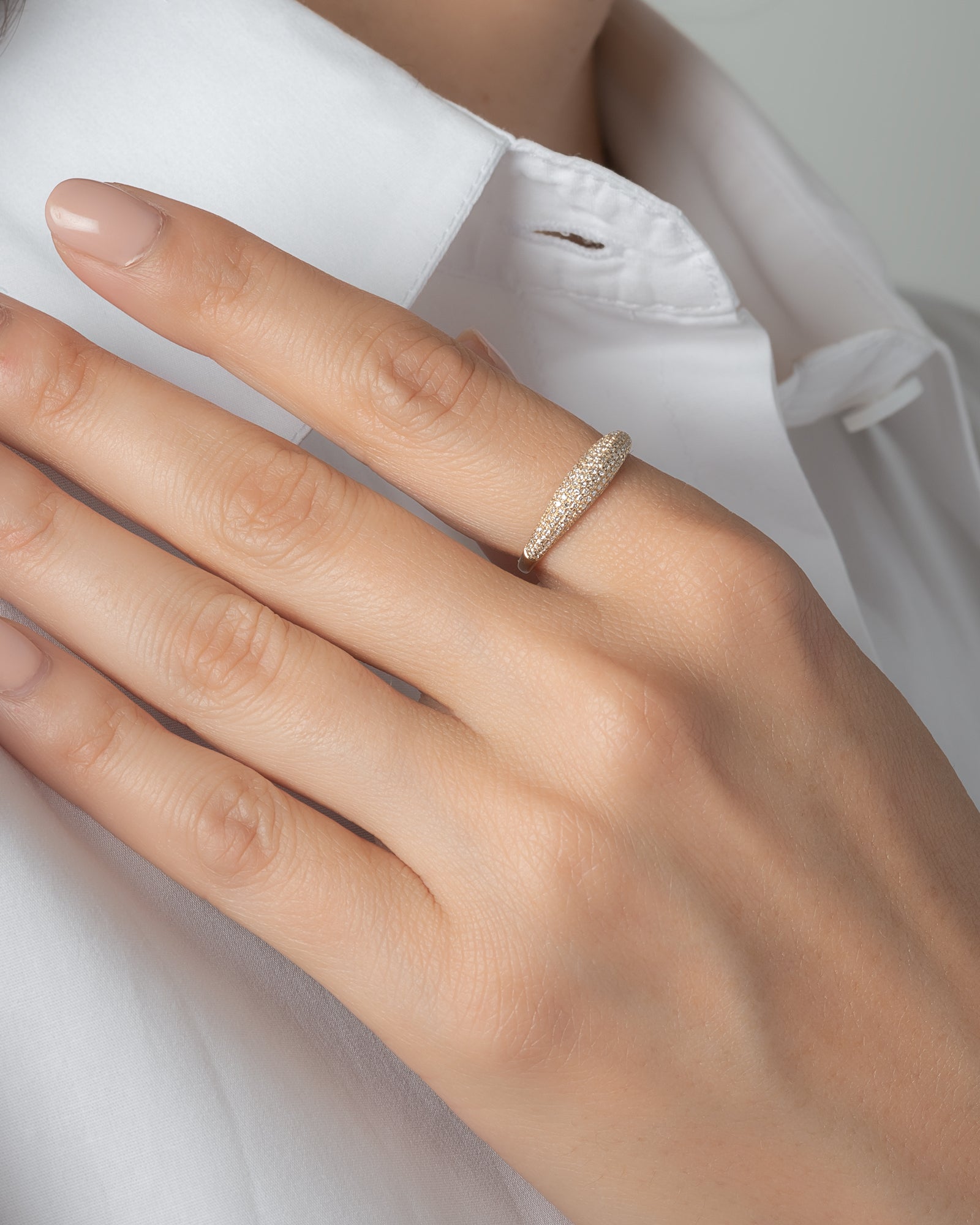 Diamond Pave Dome Ring Zoe Lev Jewelry