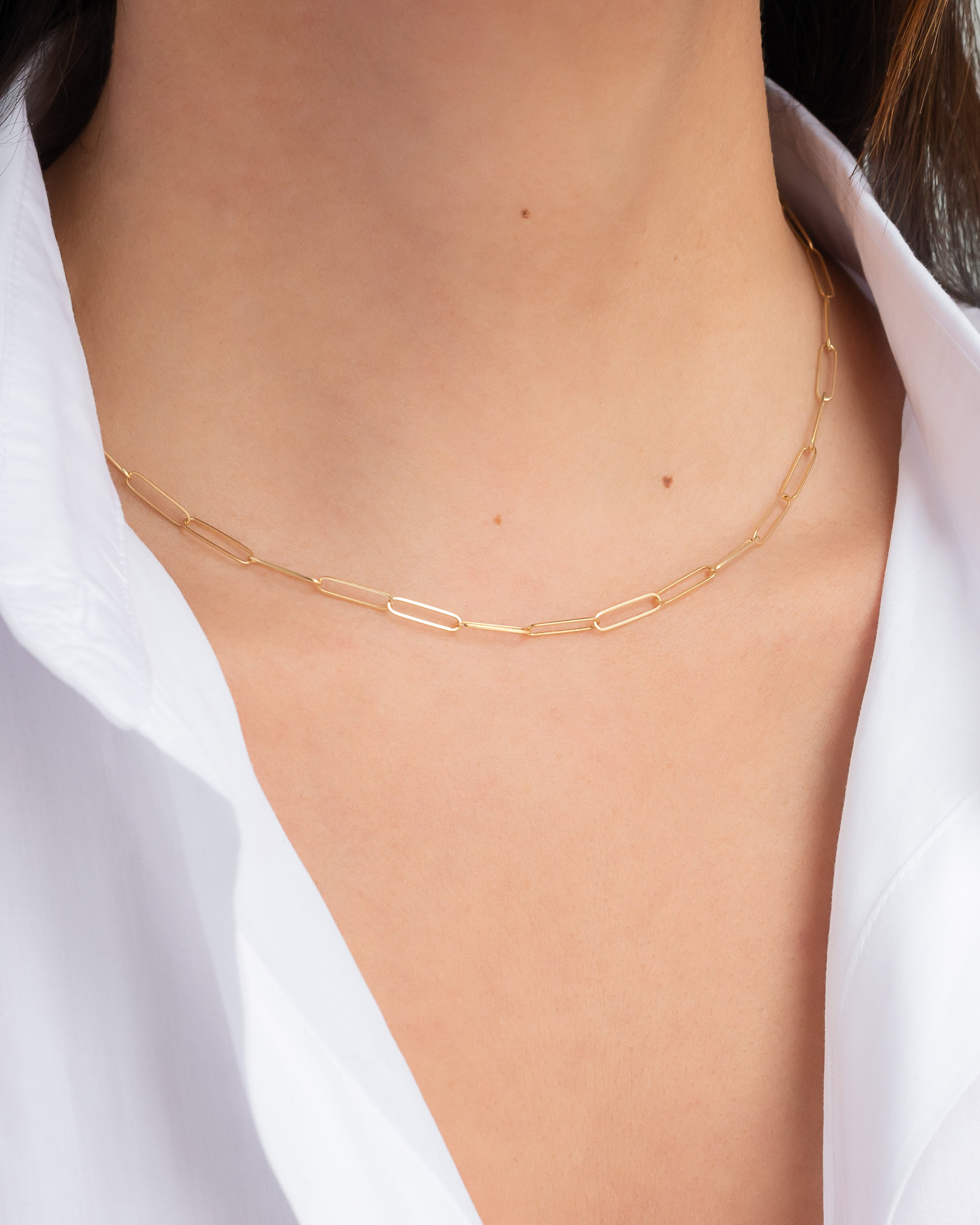 14k Gold Paper Clip Chain Necklace Chains Zoe Lev Jewelry
