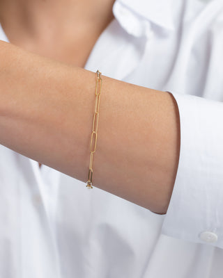 14k Gold Paper Clip Chain Bracelet