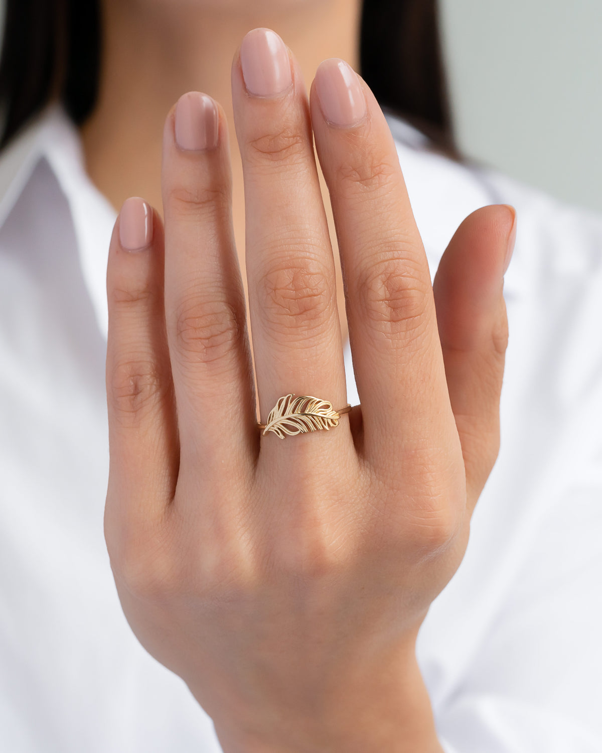 14k Gold Feather Ring