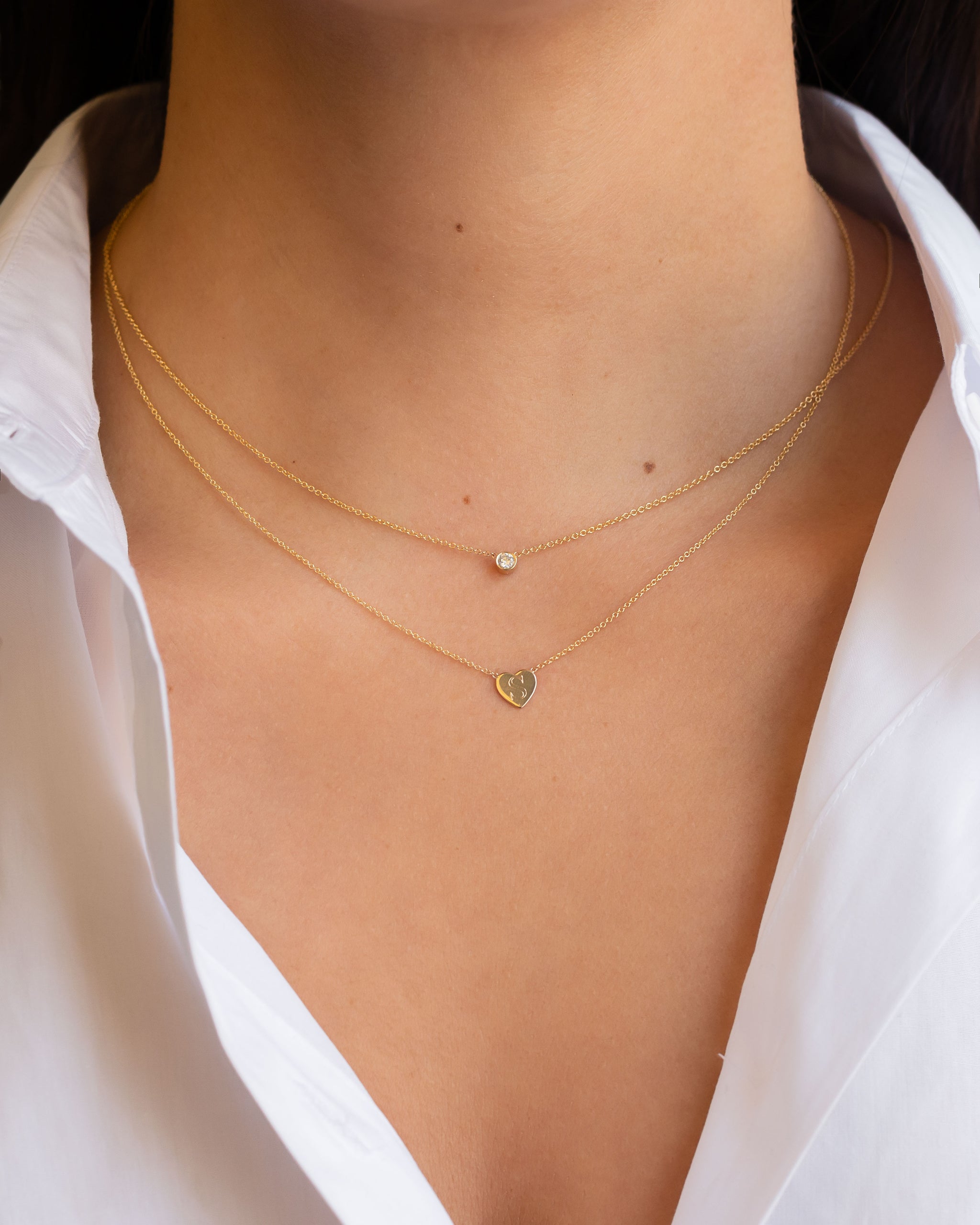 Buy Simple Double Heart Necklace, Dainty Heart Link Necklace