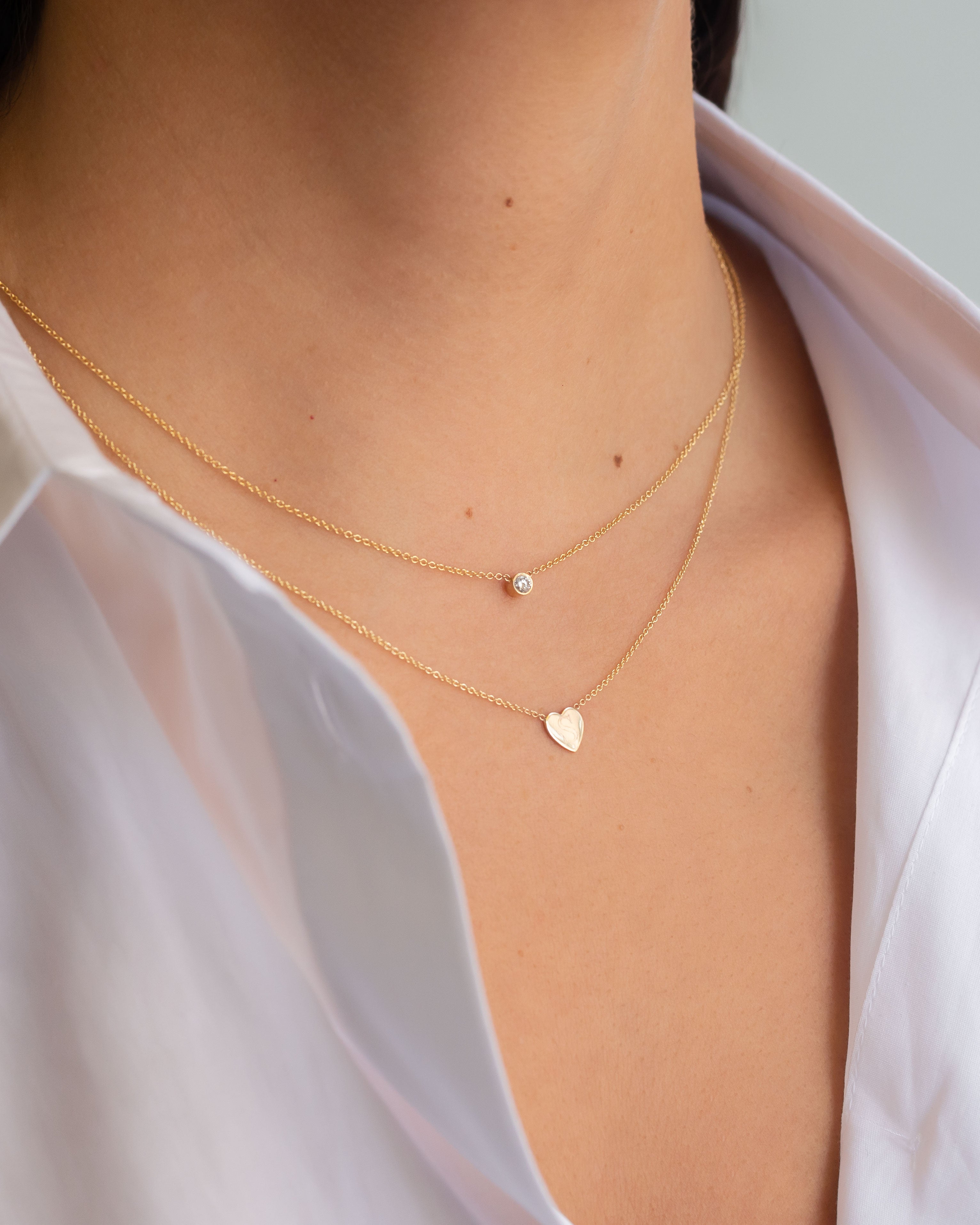 14k Gold Heart Necklace, N Initial Personalized Zoe Lev Jewelry