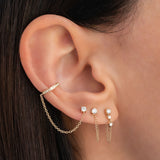 3 Prong Diamond Stud Chain Earrings Zoe Lev Jewelry