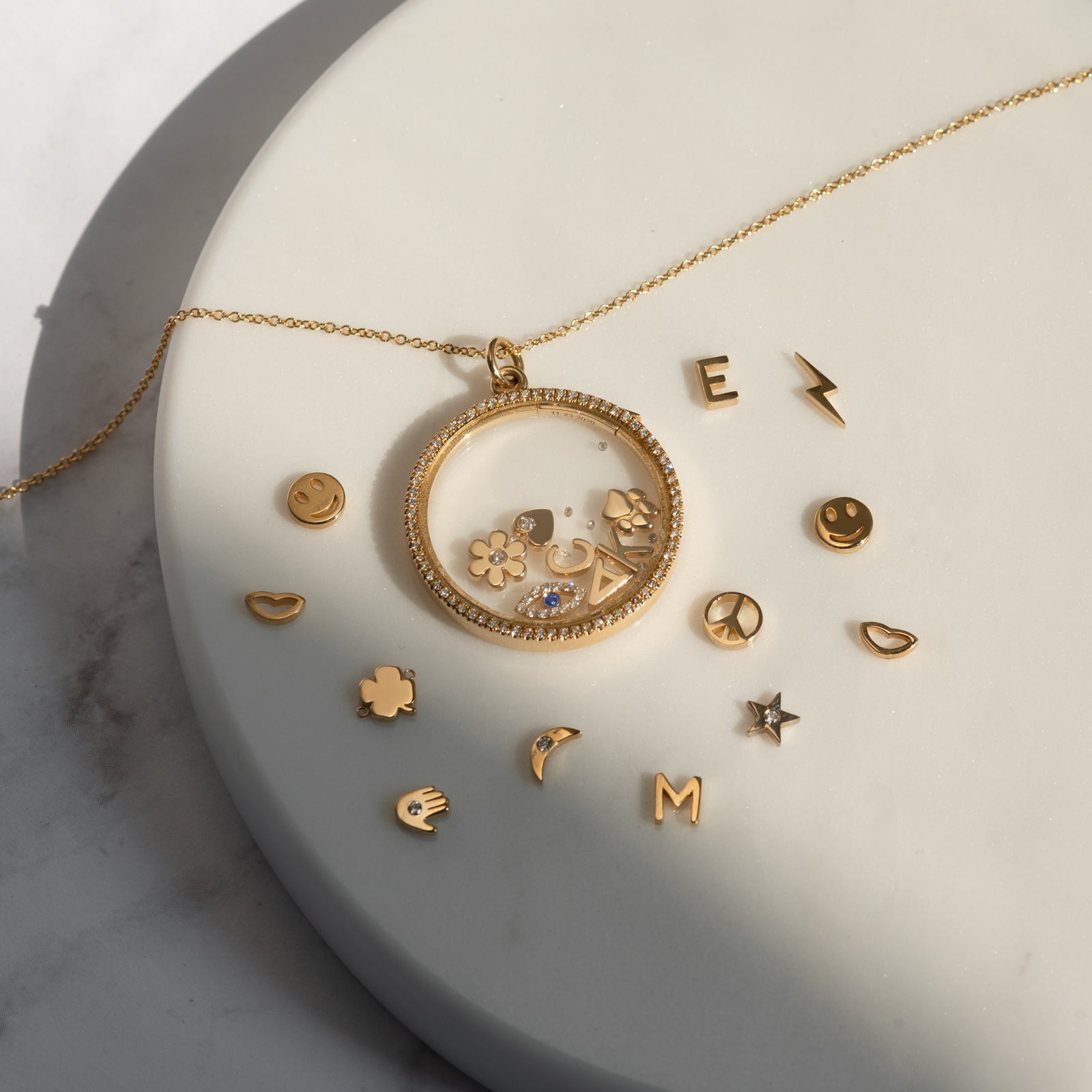 14k Gold Happy Emoji for Locket Zoe Lev Jewelry