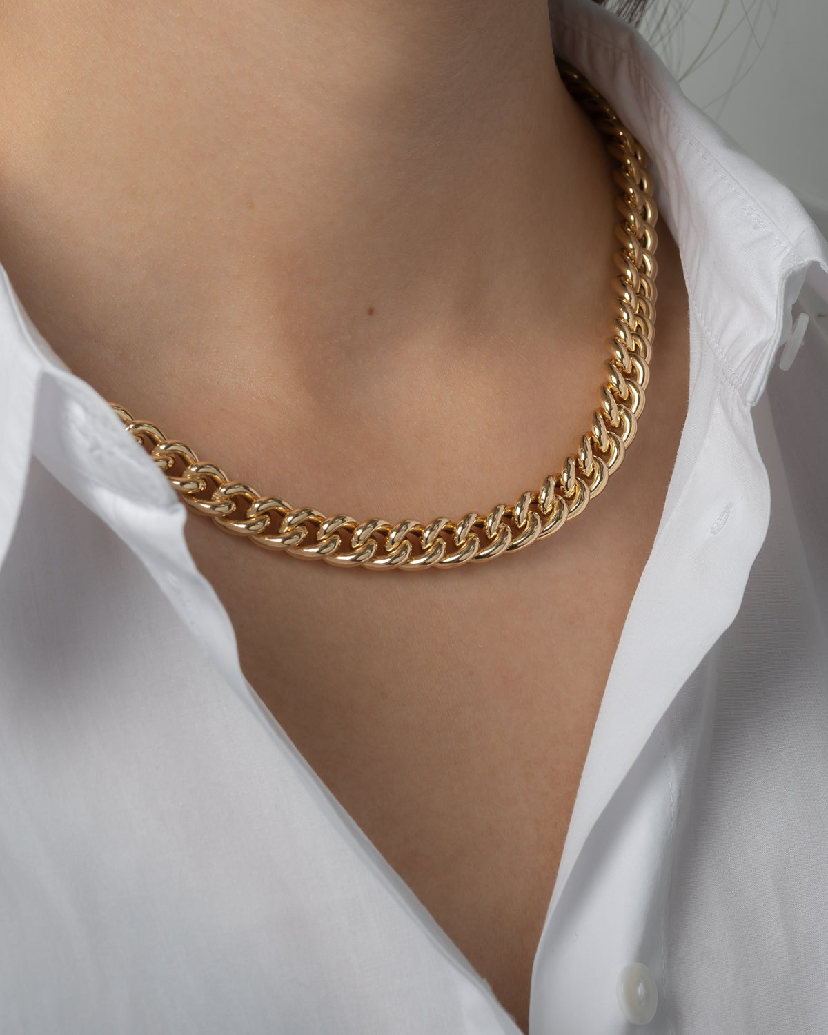 14k Gold Extra Large Curb Link Chain Necklace