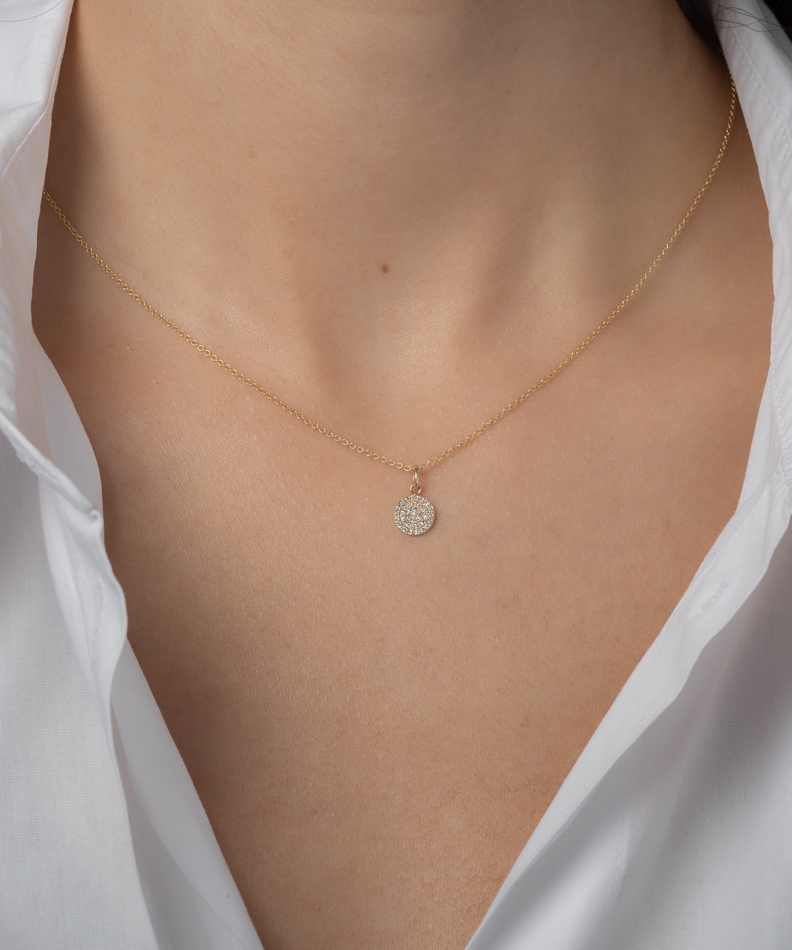 Diamond Small Disc Pendant Zoe Lev Jewelry
