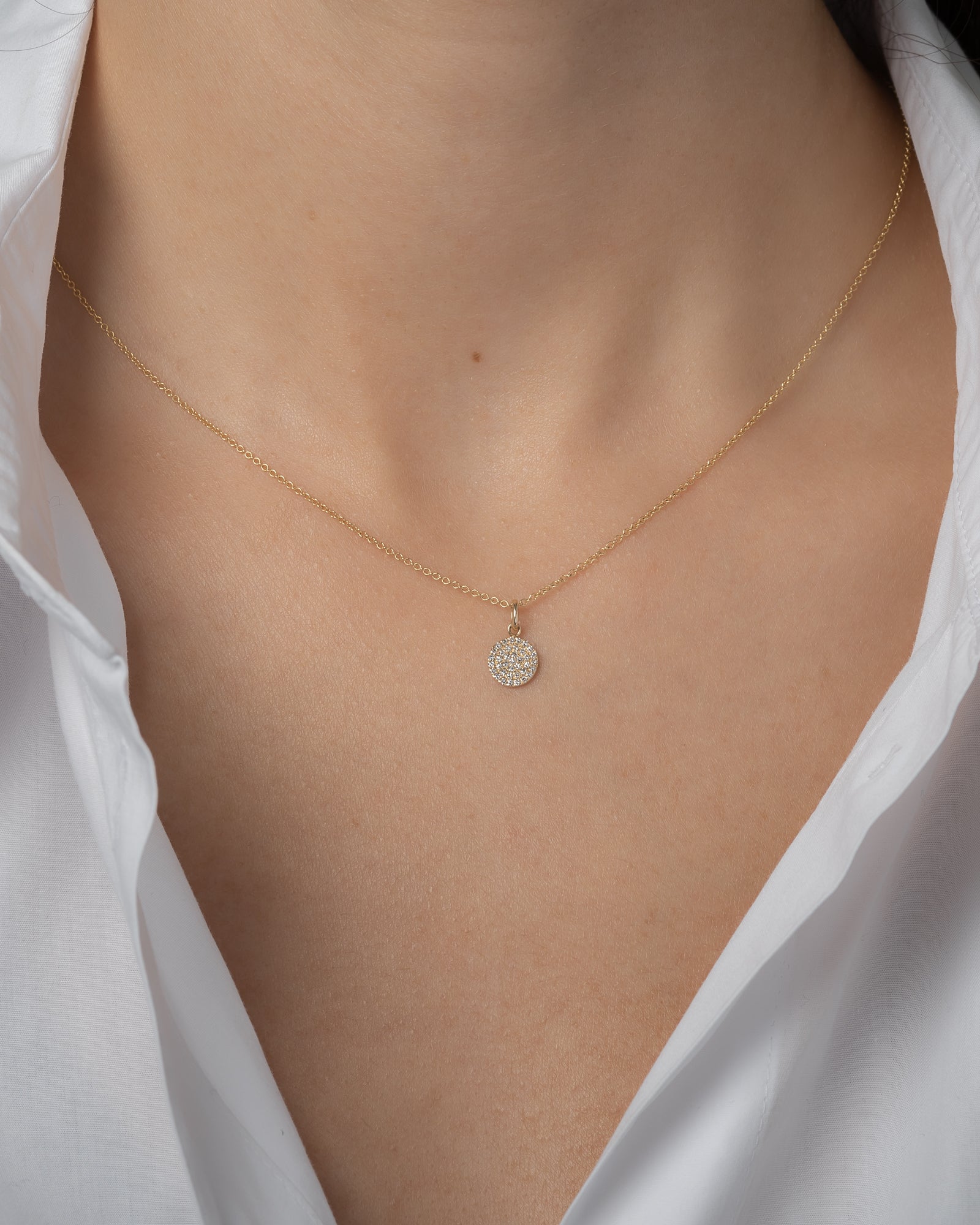 Diamond Small Disc Pendant Zoe Lev Jewelry