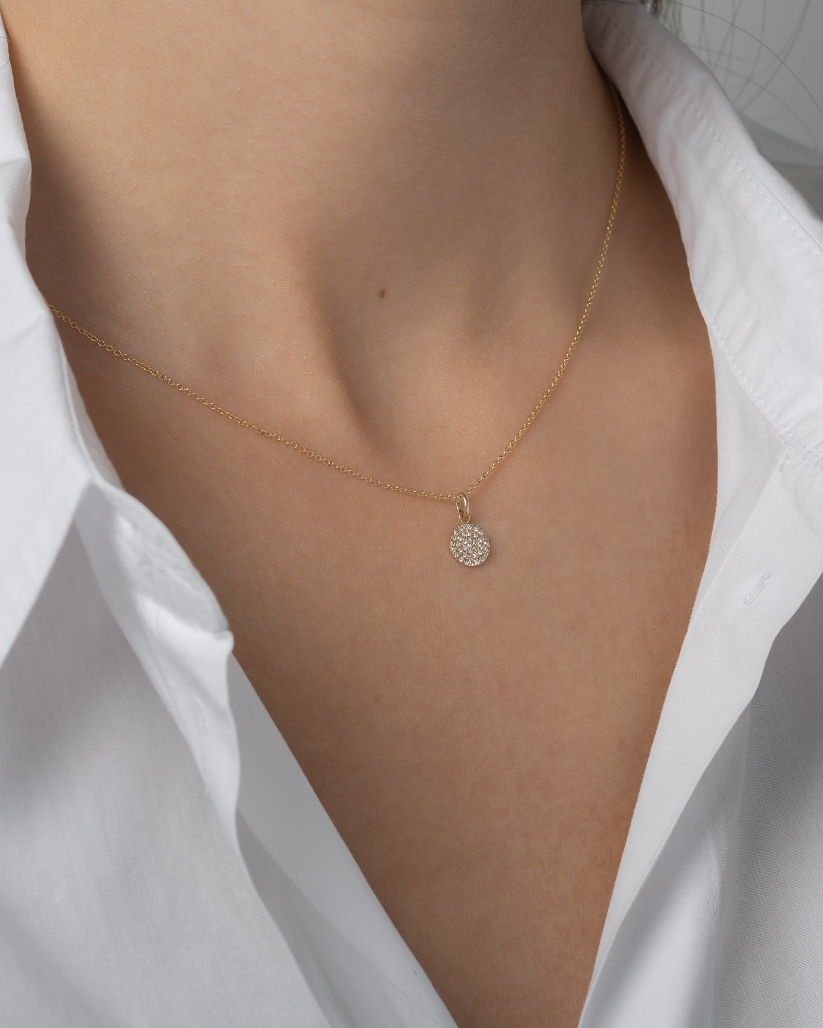 Diamond Small Disc Pendant Zoe Lev Jewelry