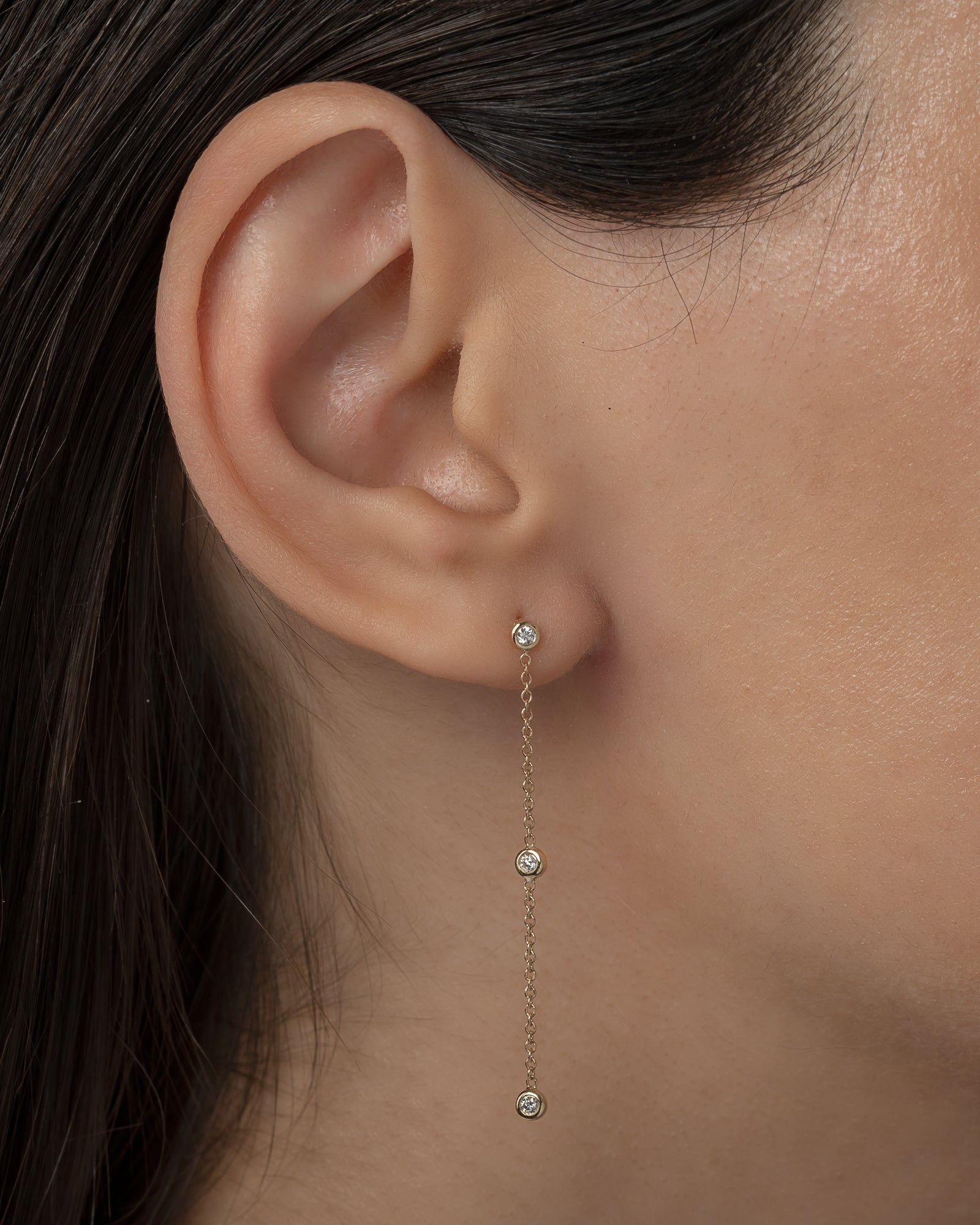 Triple Bezel Diamond Drop Earrings Zoe Lev Jewelry