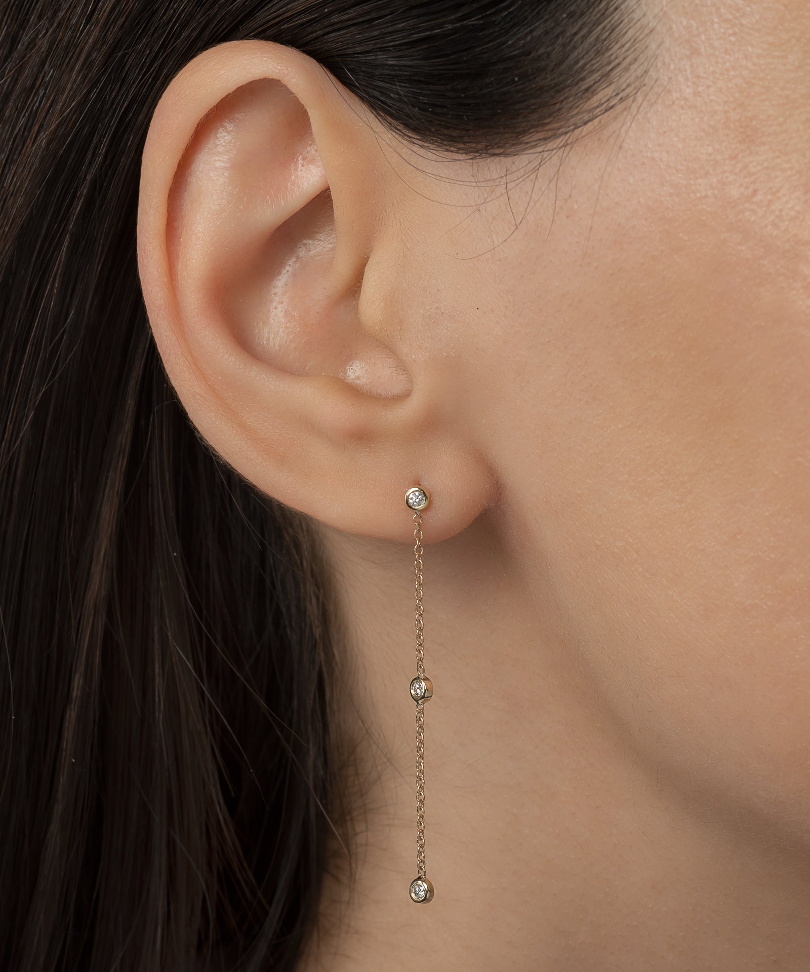 Triple Bezel Diamond Drop Earrings Zoe Lev Jewelry