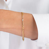 Bezel Diamond Cuban Link Bracelet Zoe Lev Jewelry