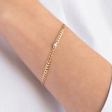 Bezel Diamond Cuban Link Bracelet Zoe Lev Jewelry