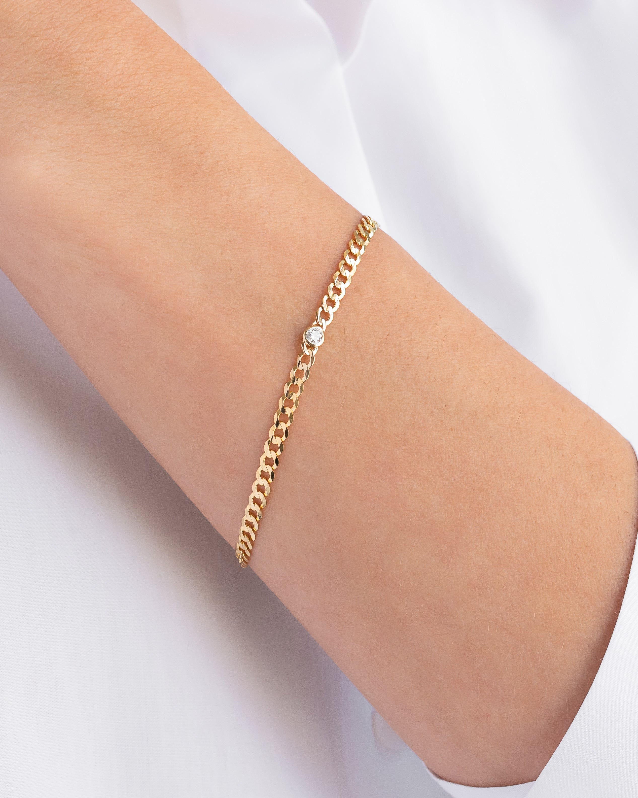 Bezel Diamond Cuban Link Bracelet Zoe Lev Jewelry