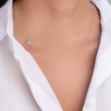 14k Gold Diamond Heart Asymmetrical Necklace SAMPLE SALE Zoe Lev Jewelry