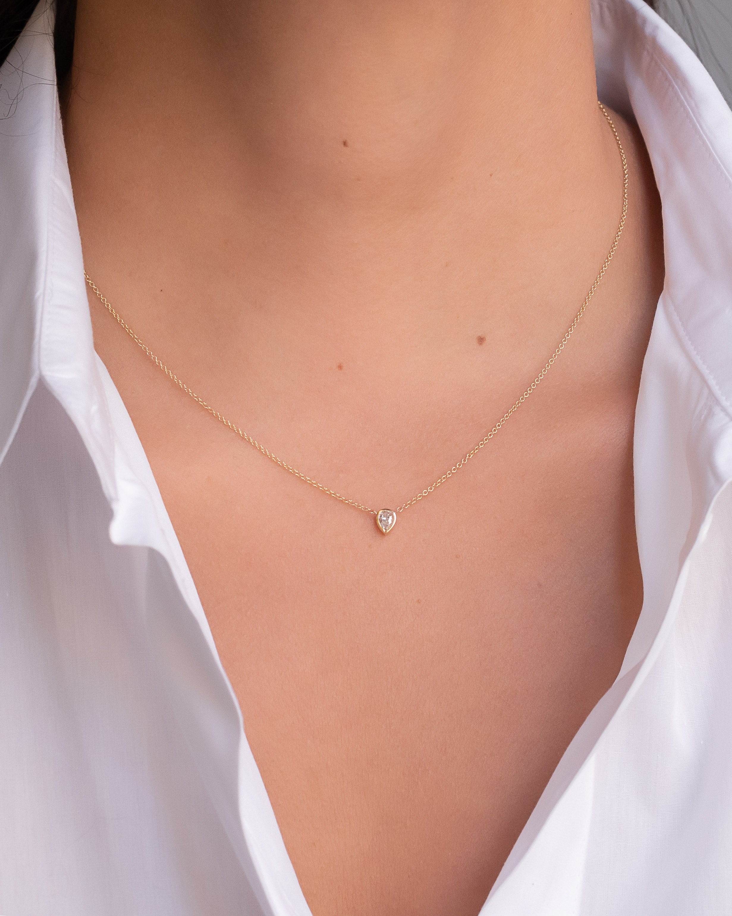 Pear Diamond Bezel Necklace Zoe Lev Jewelry
