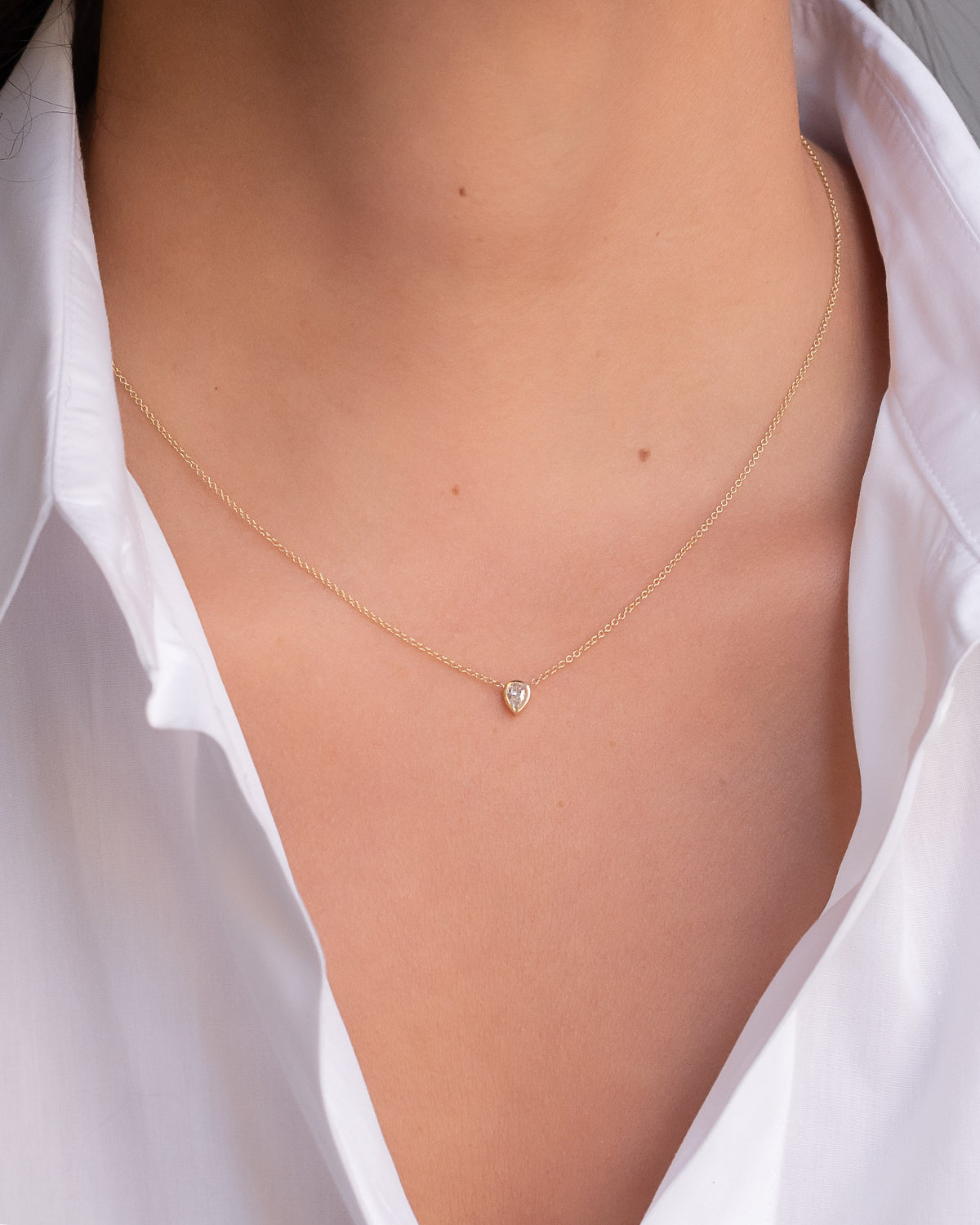 Pear Diamond Bezel Necklace