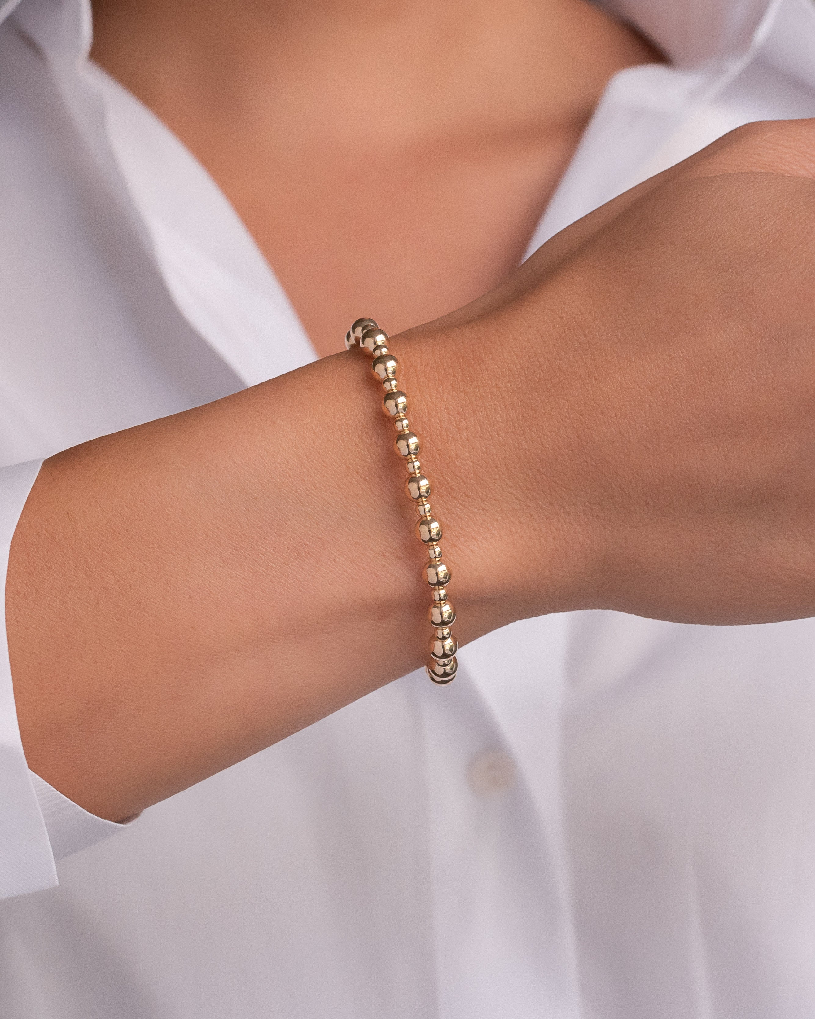 14k Gold 3mm and 5mm Bead Bracelet Bead Bracelets Zoe Lev Jewelry