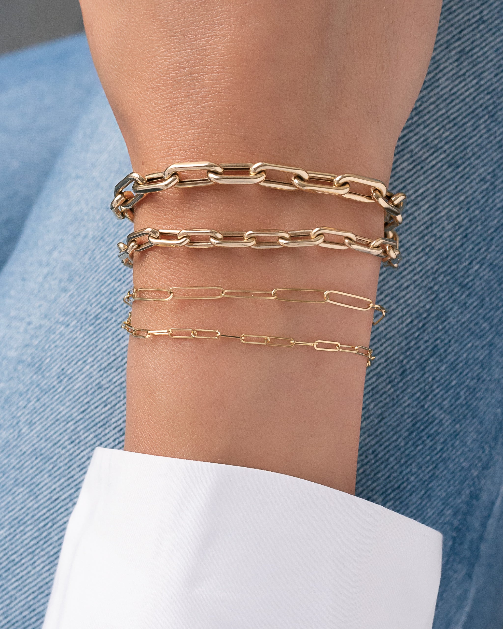 14k Gold Paper Clip Chain Bracelet - Zoe Lev Jewelry