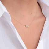 Diamond & Sapphire Evil Eye Necklace Zoe Lev Jewelry