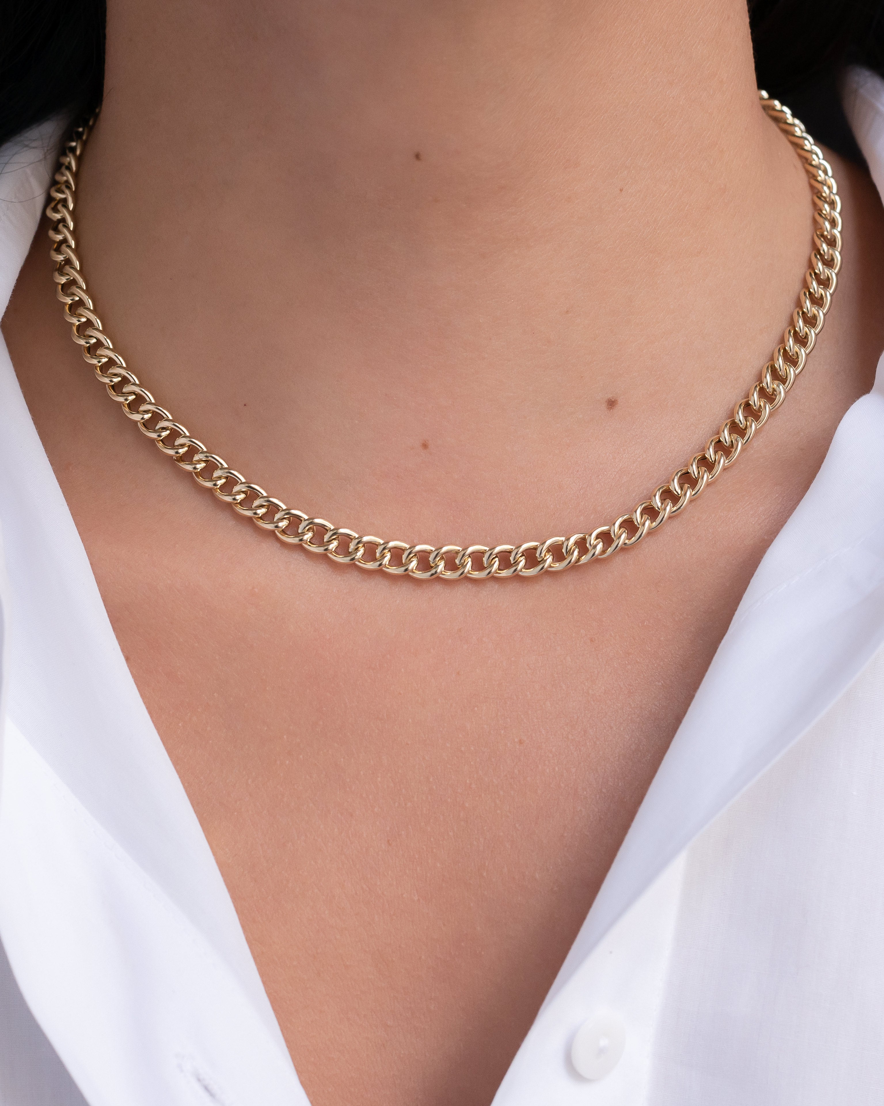 14k Gold Large Curb Link Chain Necklace Chains Zoe Lev Jewelry