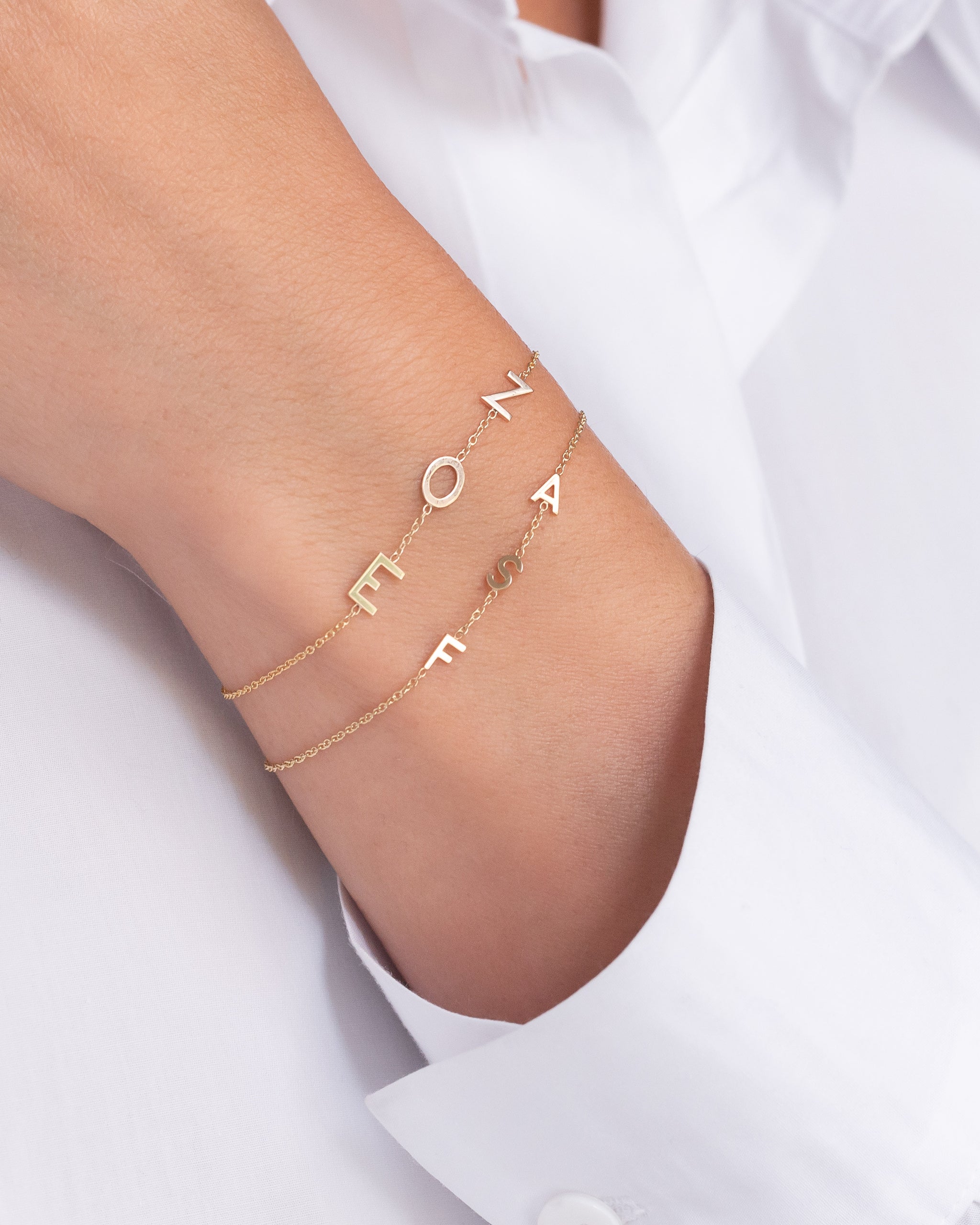 14k Solid Yellow Gold Personalized Gold Monogram Bracelet 