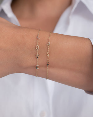 Automic Gold Sideways Initial Bracelet  Sustainable Fine Jewelry