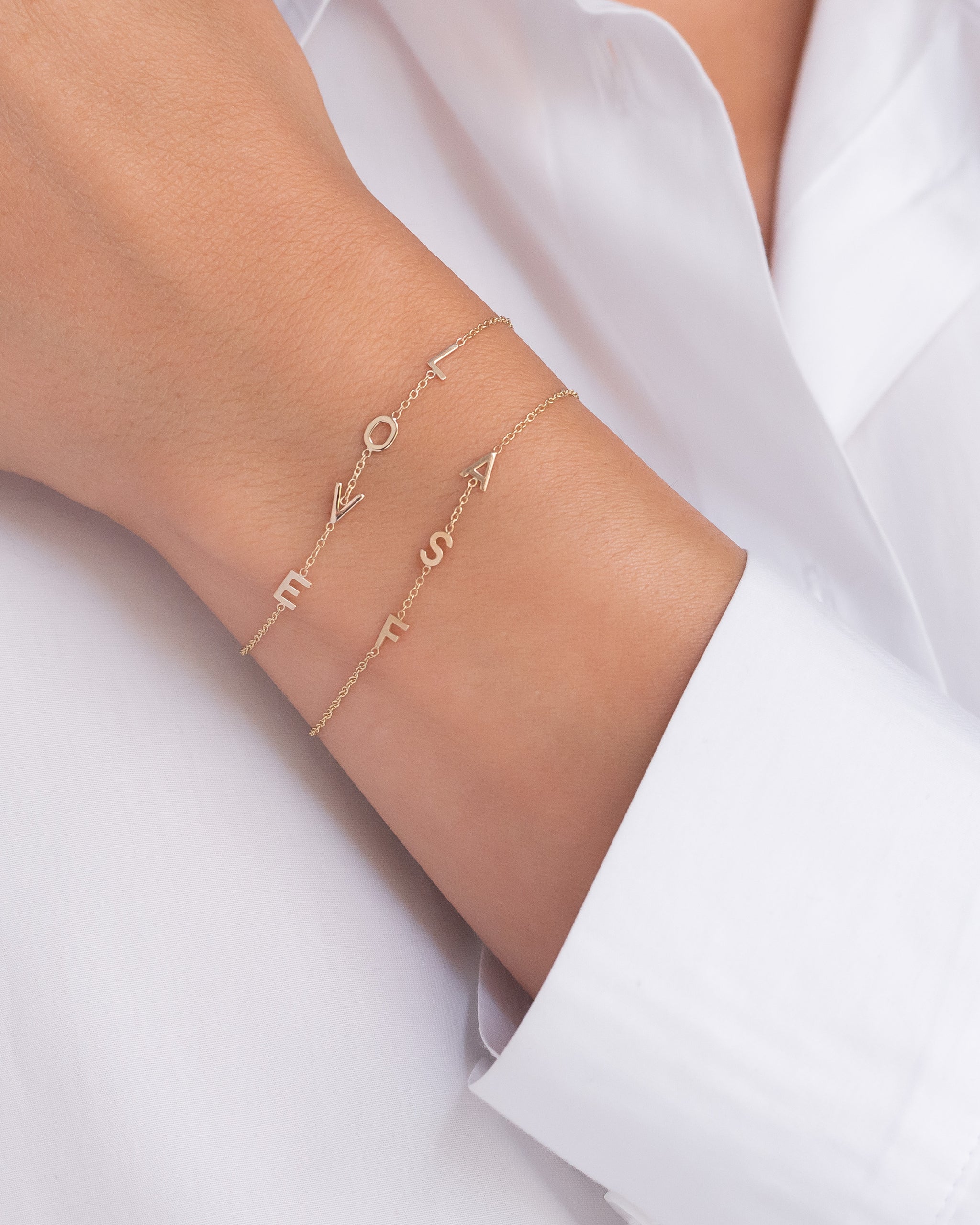 Personalized Initial Bracelet Dainty Gold Monogram Arm 