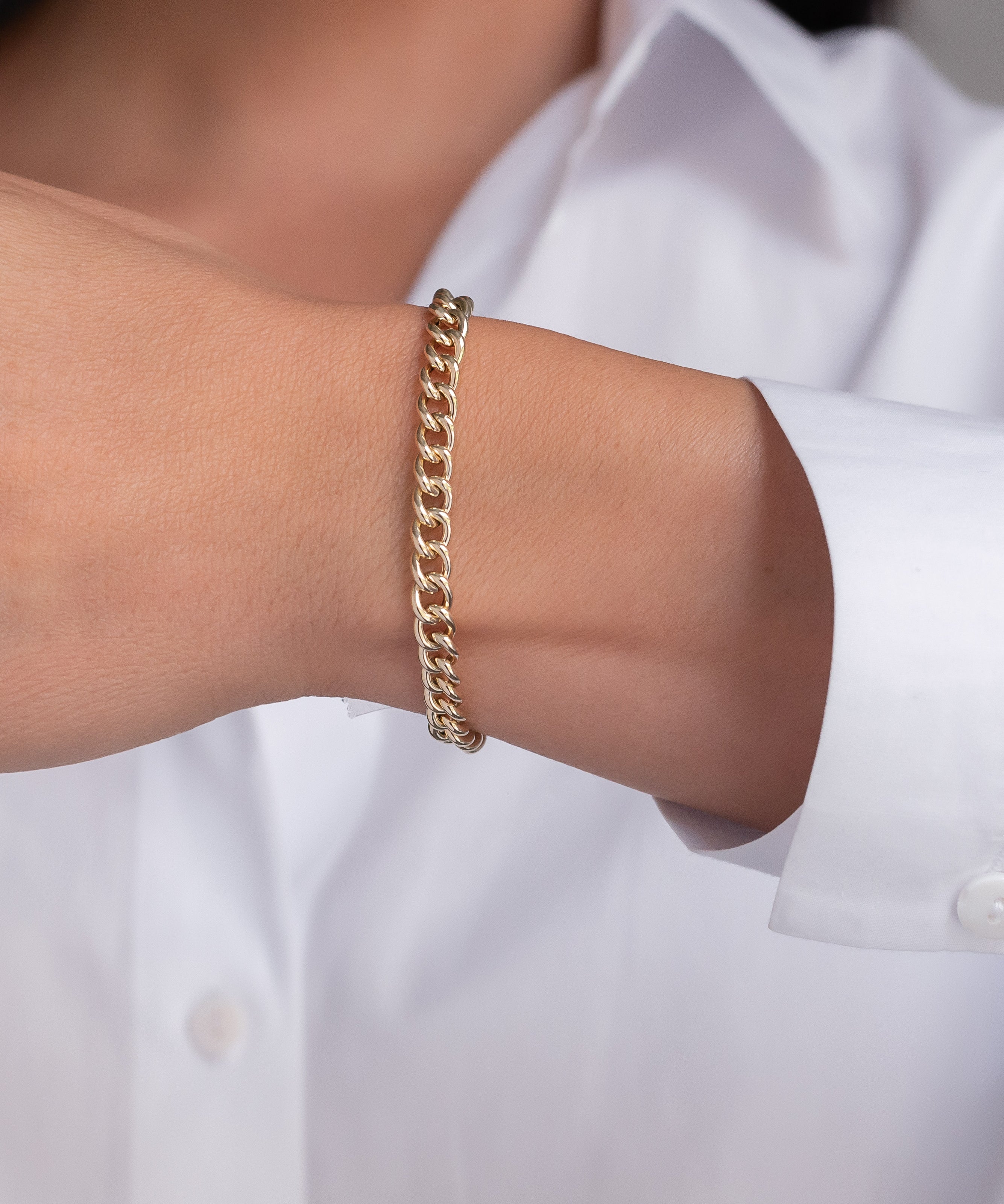 14k Gold Large Curb Link Chain Bracelet Chains Zoe Lev Jewelry