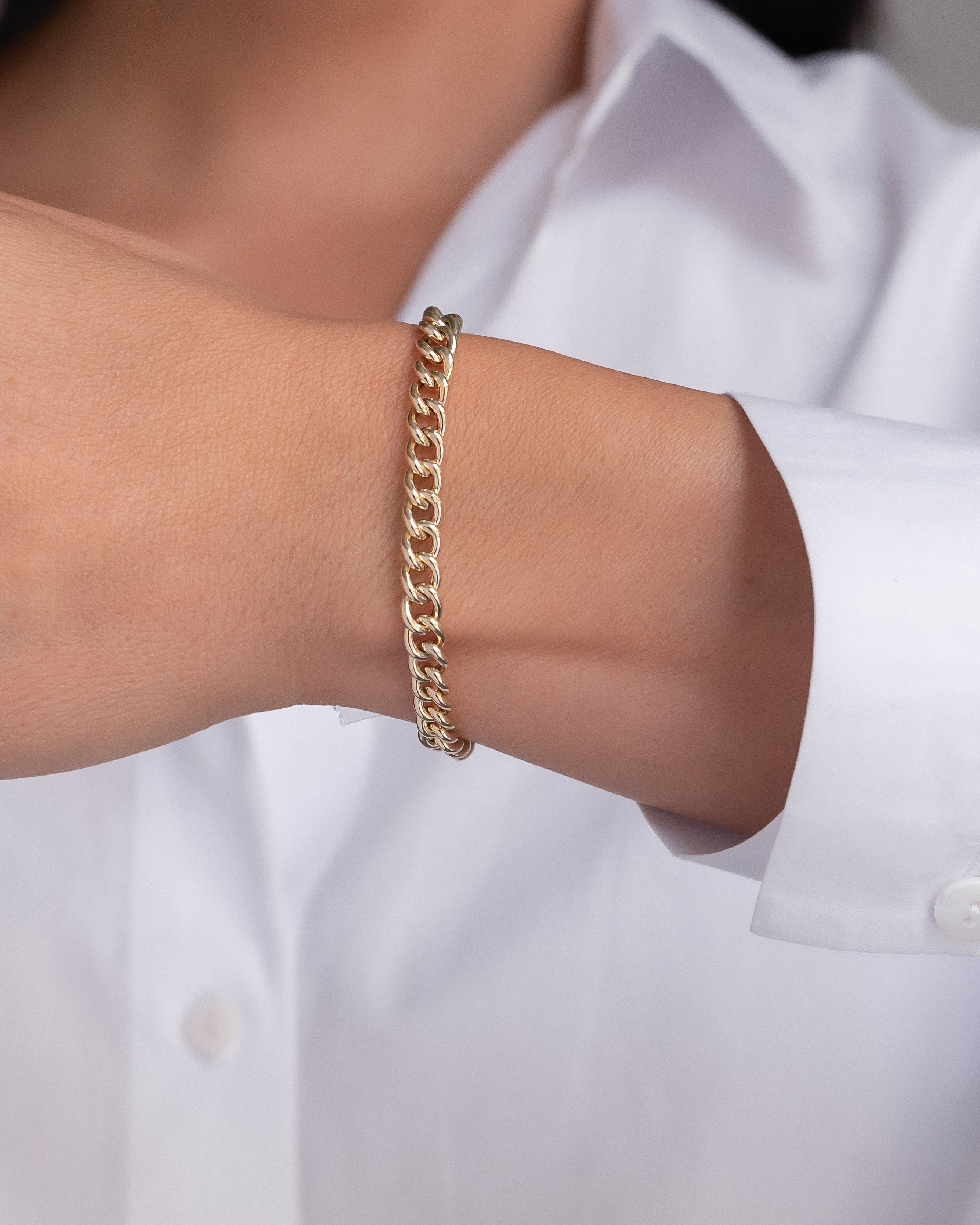 14k Gold Large Curb Link Chain Bracelet Chains Zoe Lev Jewelry