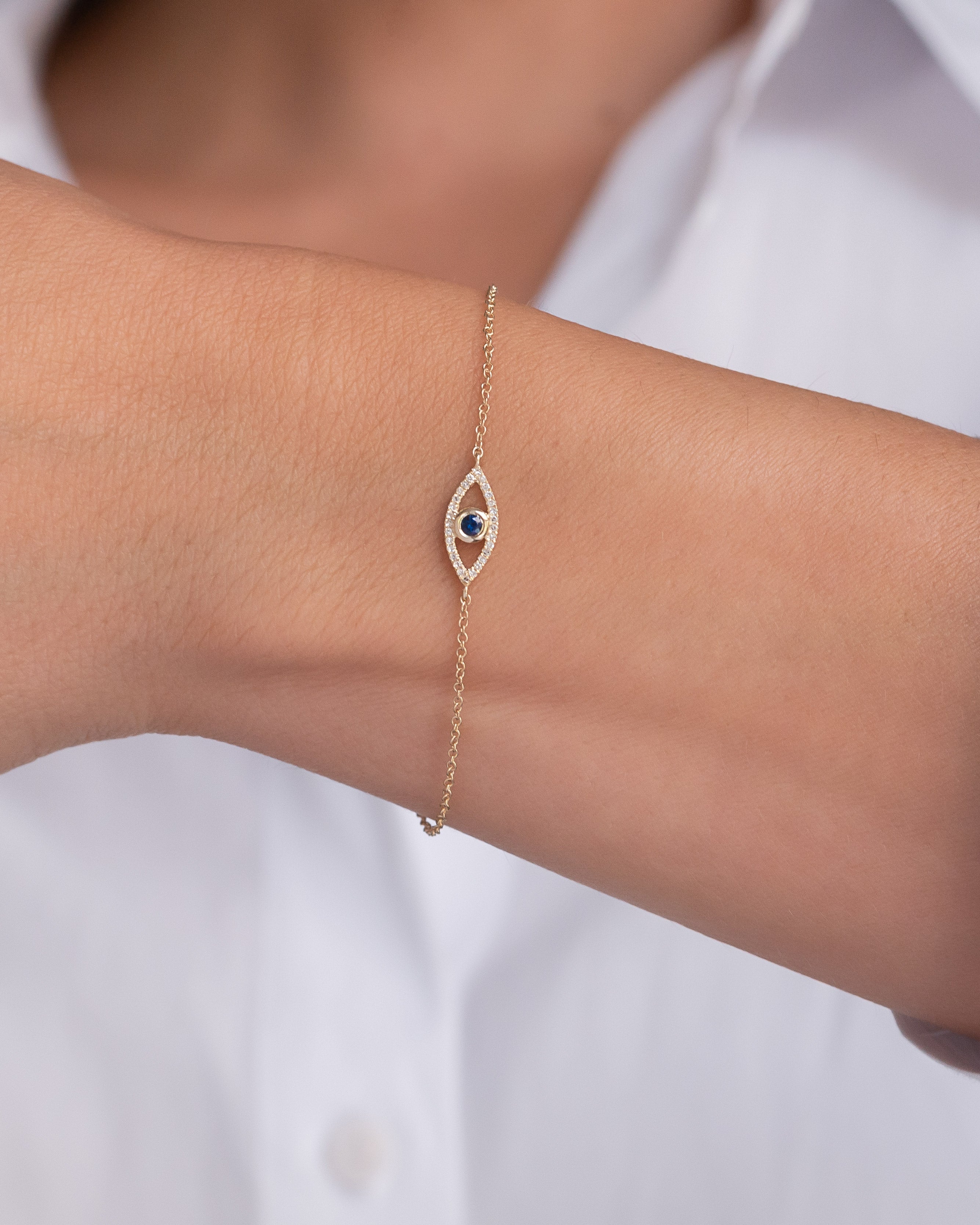 Diamond and Sapphire Evil Eye Bracelet Zoe Lev Jewelry