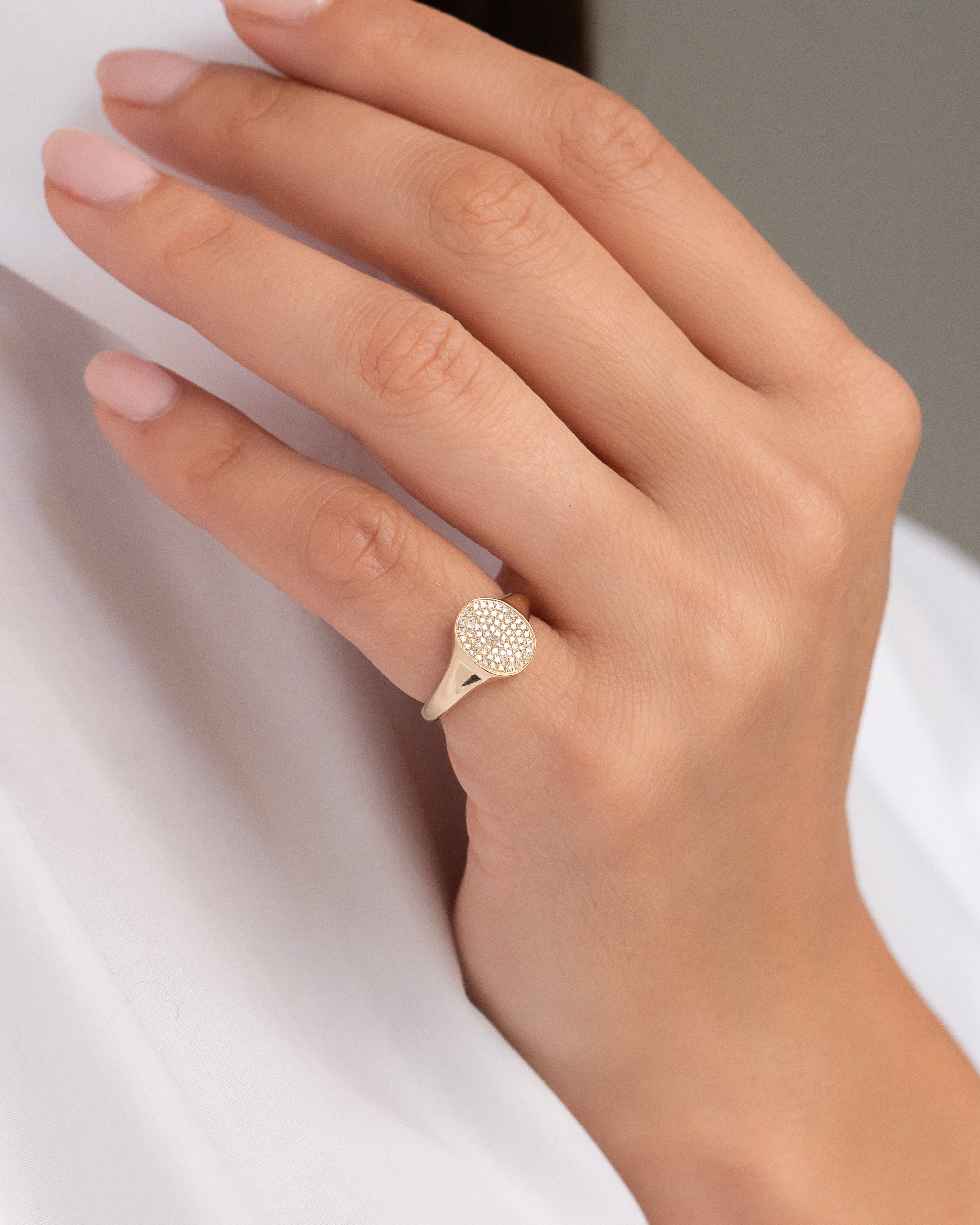 Pave Diamond Signet Ring - Zoe Lev Jewelry