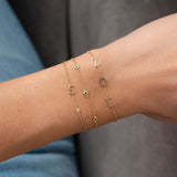 14k Gold Initial & Bezel Diamond Bracelet Personalized Zoe Lev Jewelry
