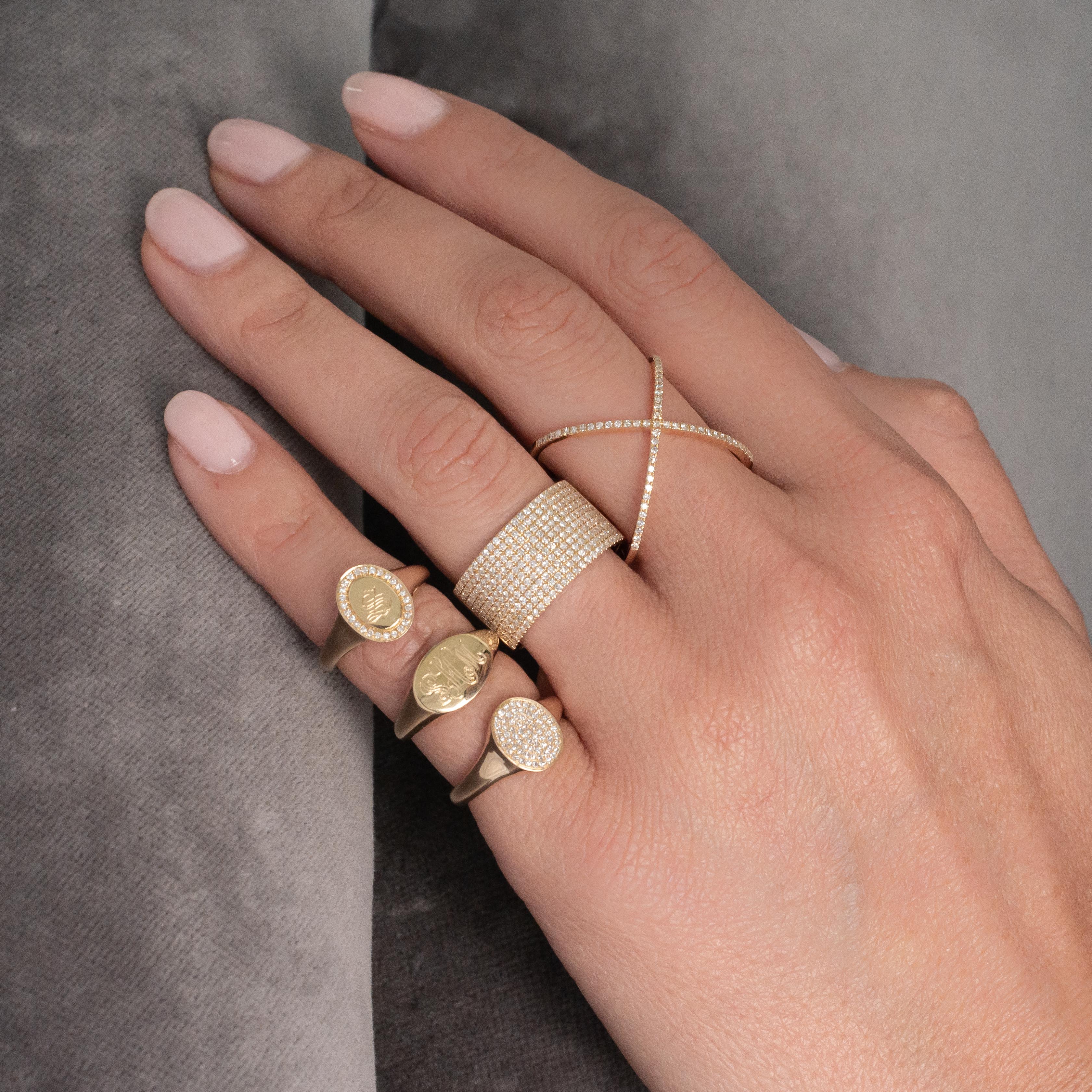 Pave Diamond Signet Ring Zoe Lev Jewelry