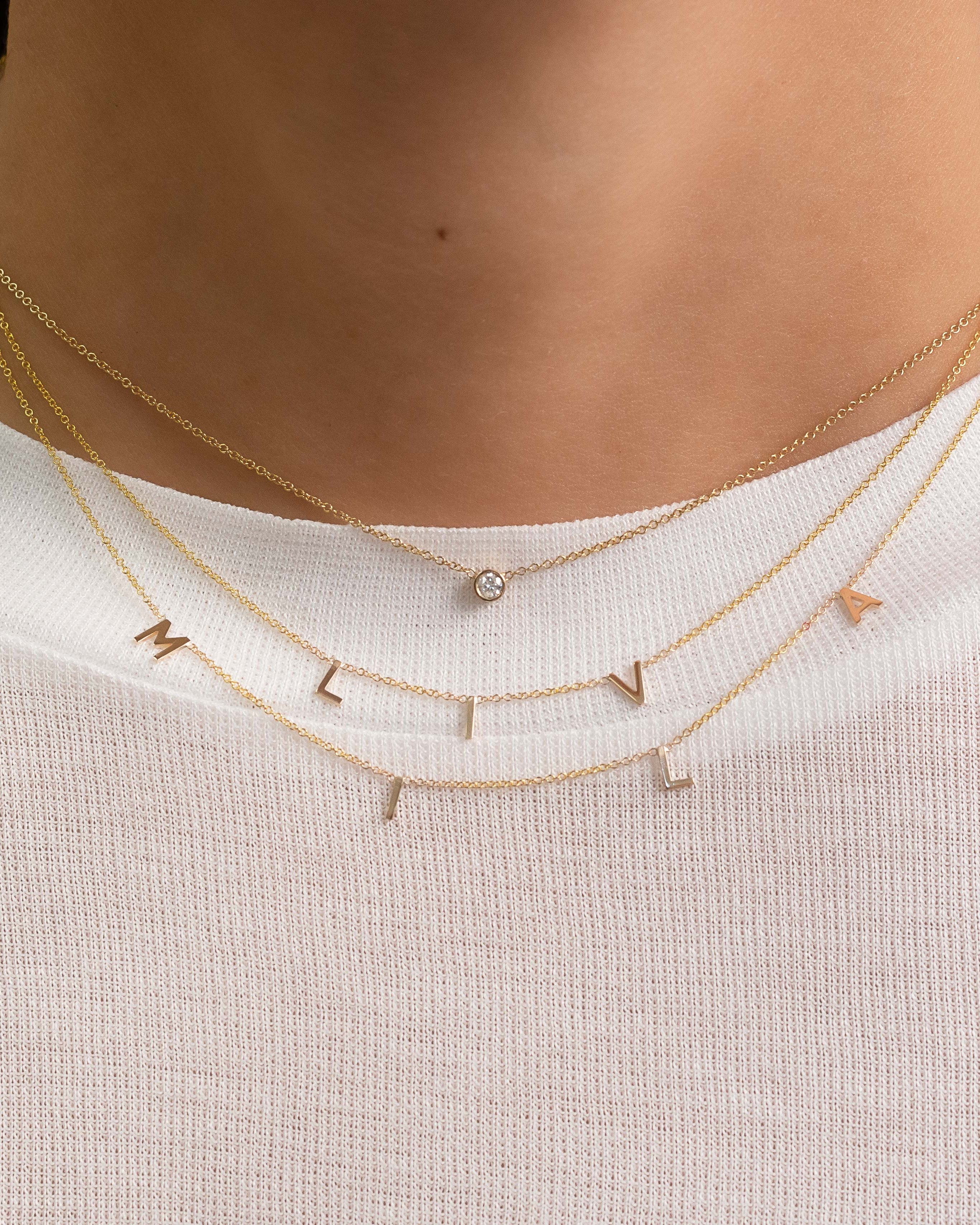 Small Bezel Diamond Necklace Zoe Lev Jewelry