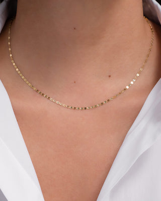 14k Gold Mirror Chain Link Necklace