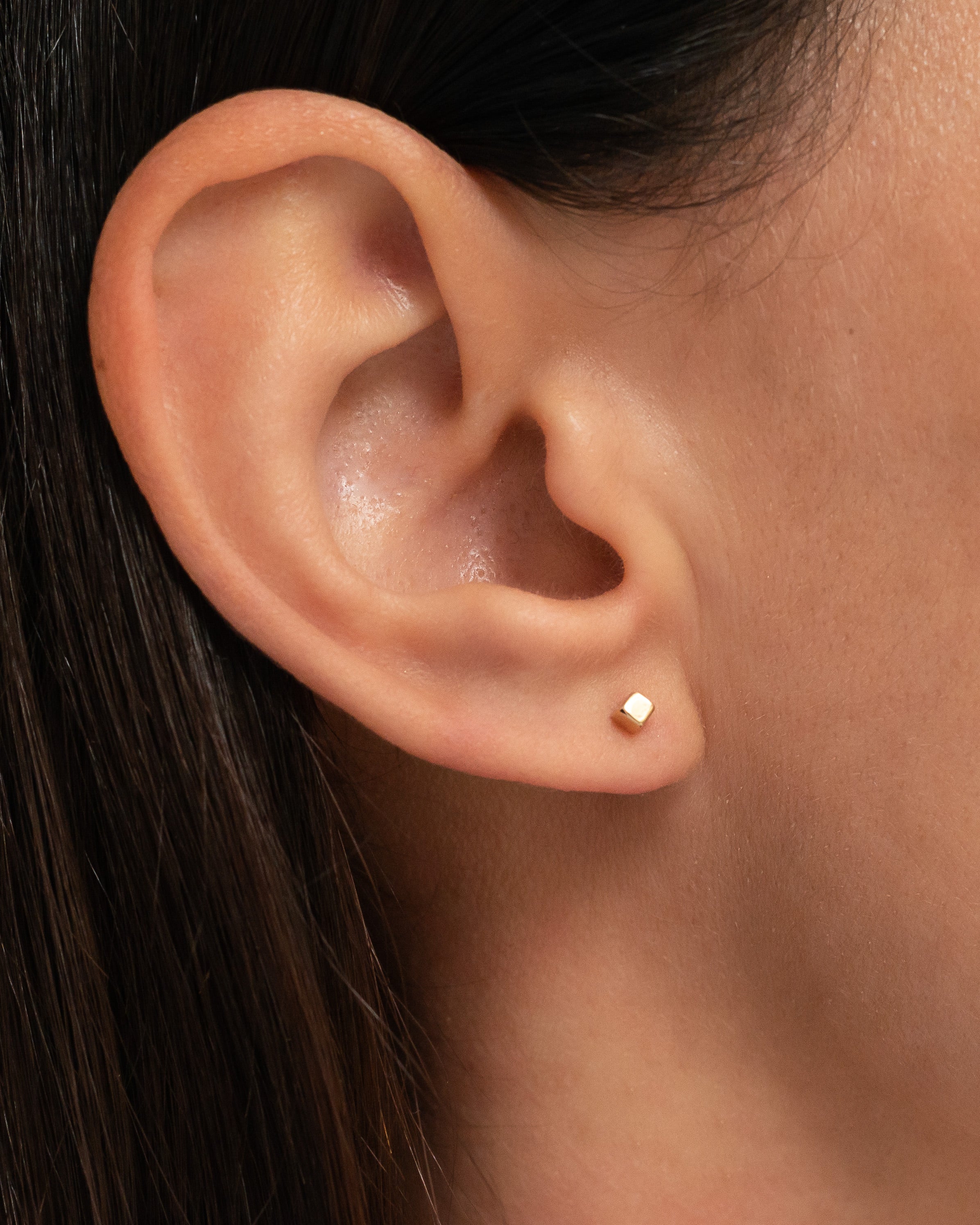 14k Gold Small Cube Stud Earrings Zoe Lev Jewelry