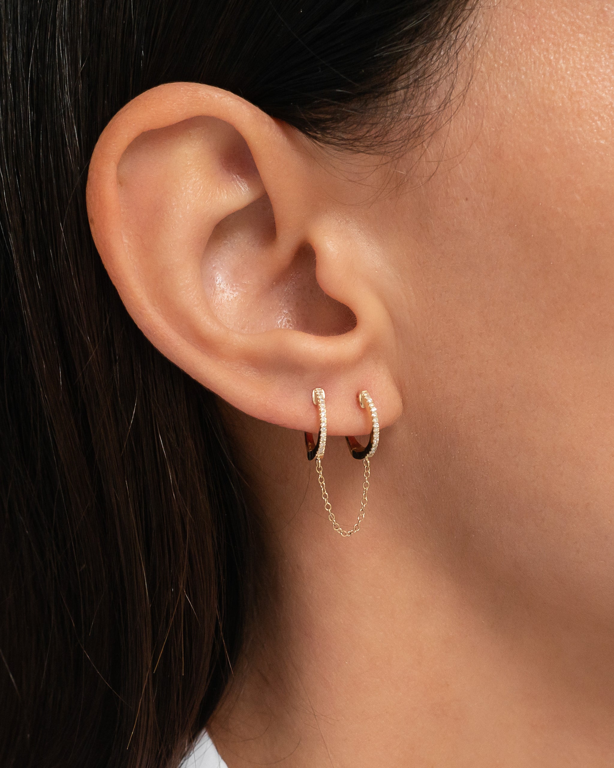 1 pair of Silver Chain Earrings For Women Double Piercing Dangle Chain  Huggie Earrings | SHEIN USA