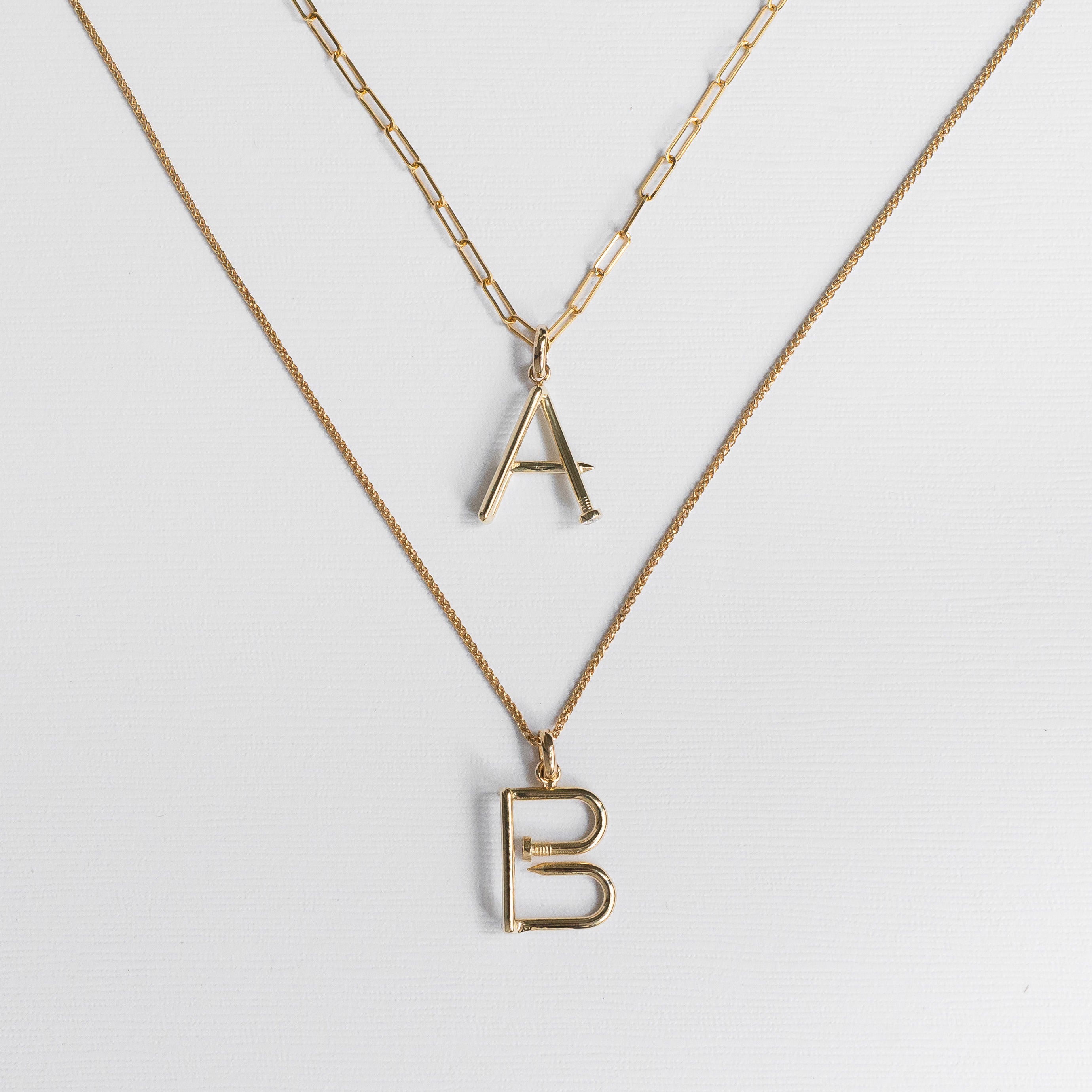 14k Gold Large Initial Nail Pendant Personalized Zoe Lev Jewelry