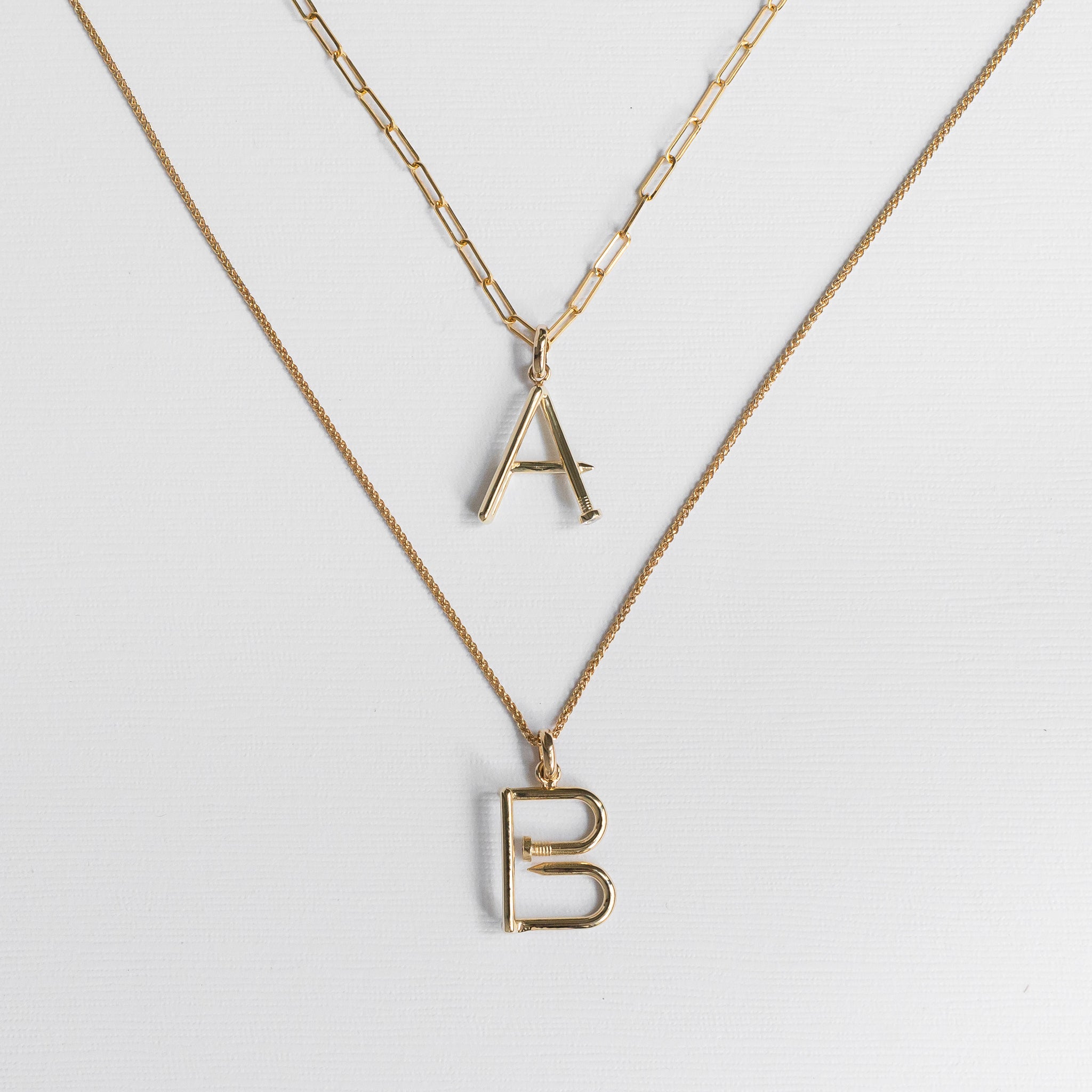 14k Gold Large Initial Nail Pendant - Zoe Lev Jewelry
