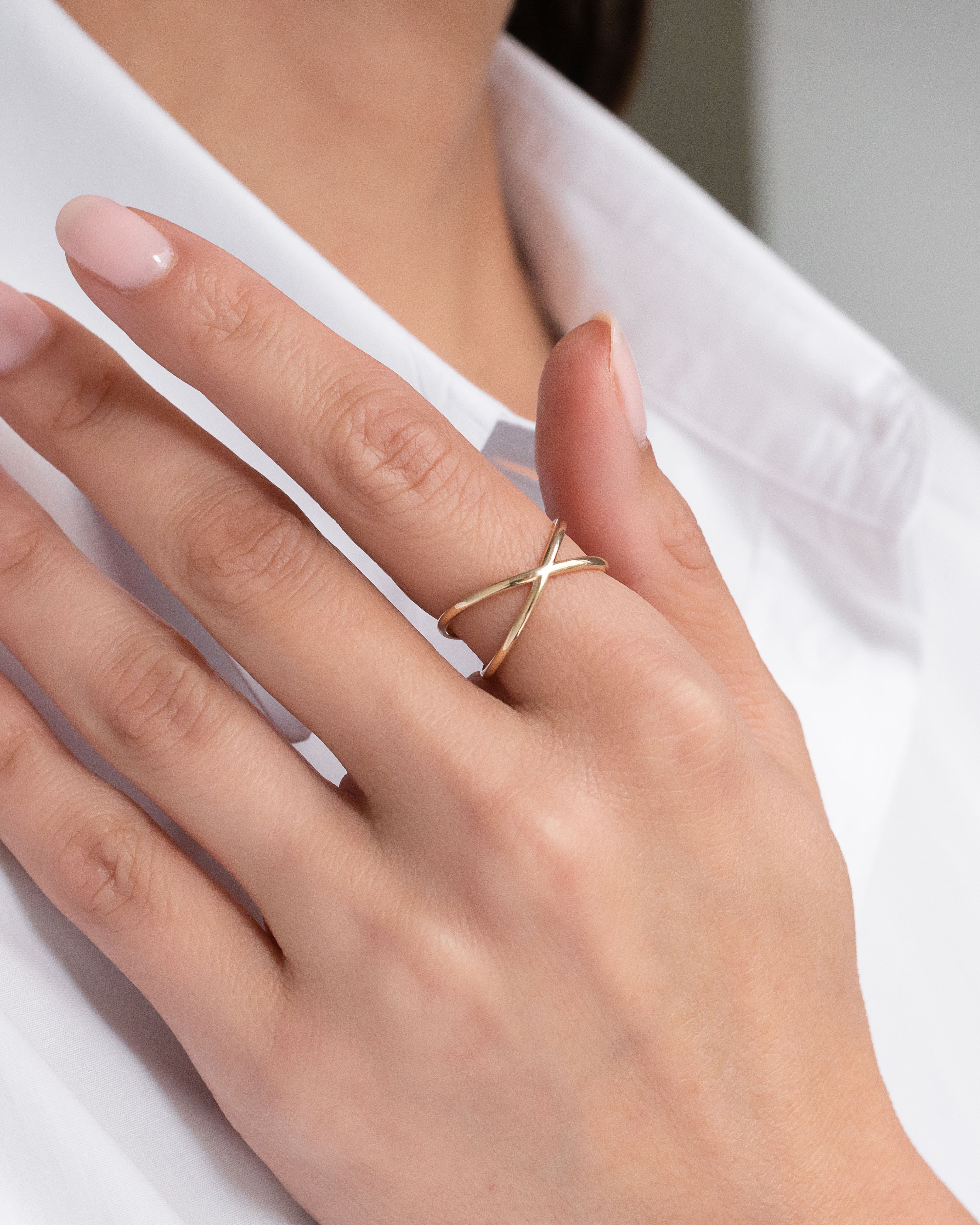 14k Gold X Ring Zoe Lev Jewelry