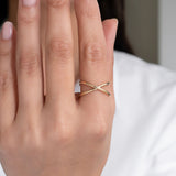 14k Gold X Ring Zoe Lev Jewelry