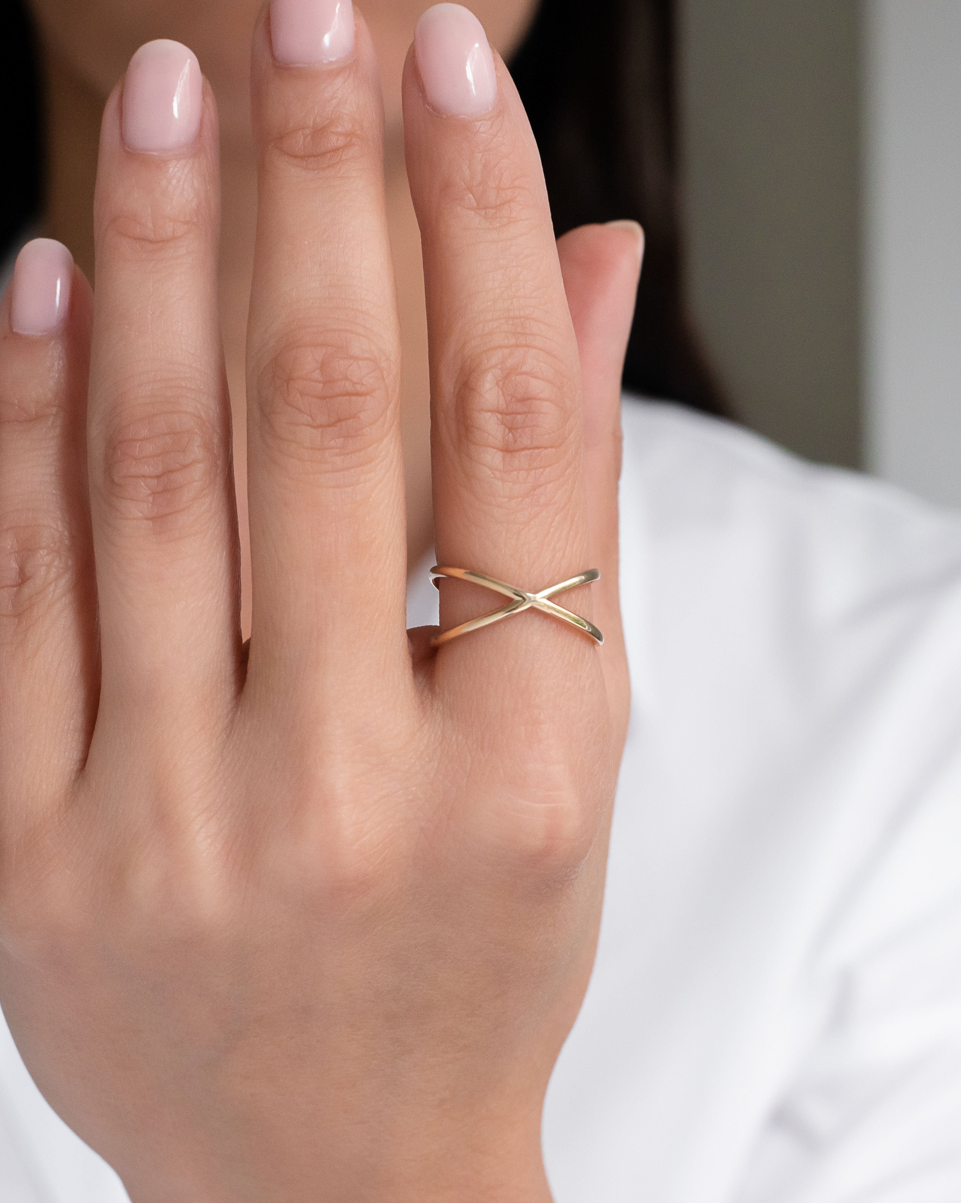 14k Gold X Ring Zoe Lev Jewelry