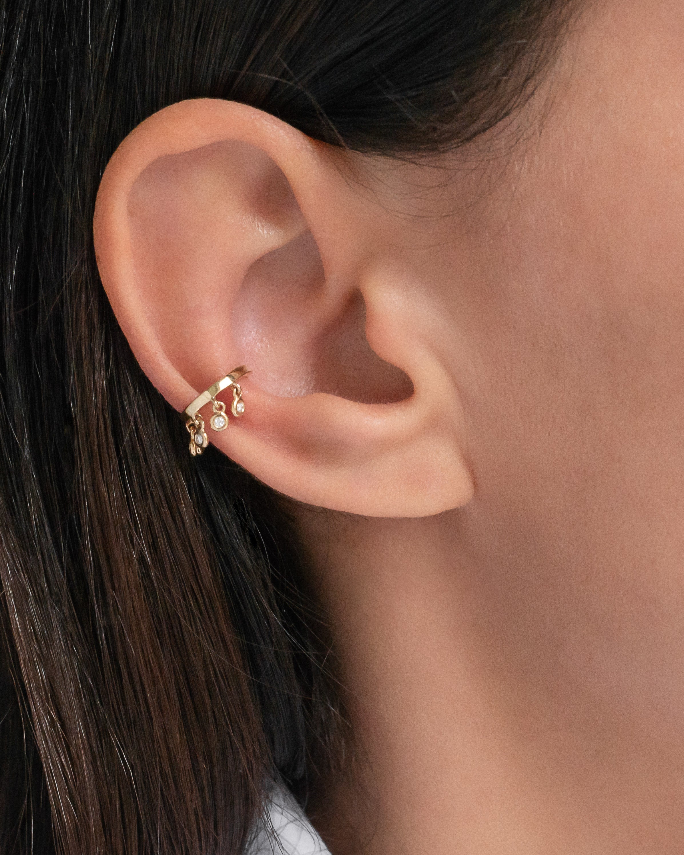 14k Gold Ear Cuff with Diamond Fringes Zoe Lev Jewelry